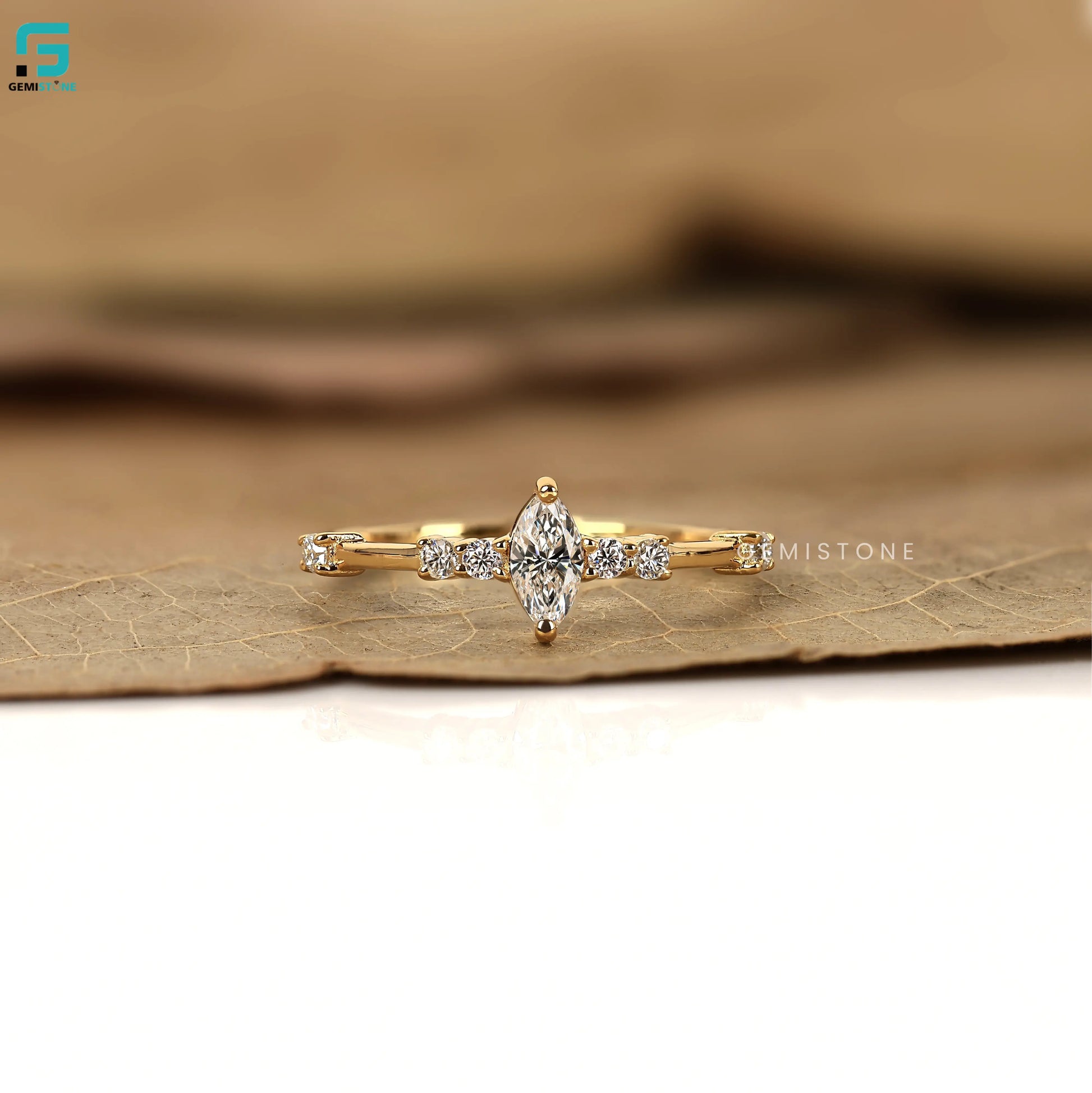 0.30CT Marquise Lab Diamond Distance Pave Ring 