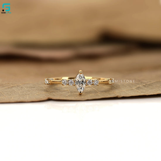 0.30CT Marquise Lab Diamond Distance Pave Ring 