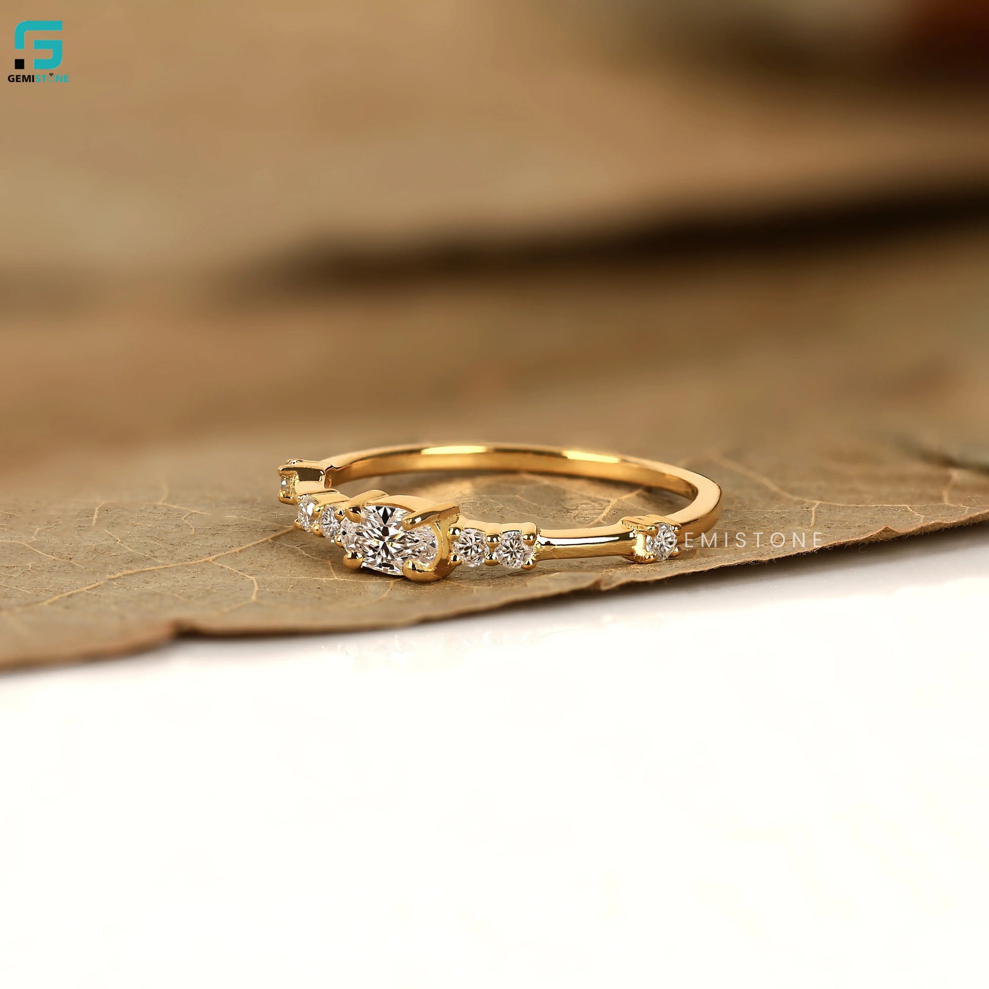 0.30CT Oval Cut Distance Pave Band Lab Diamond Ring For Women