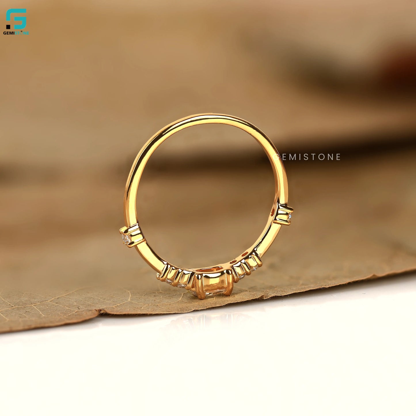 0.30CT Oval Cut Distance Pave Band Lab Grown Diamond Ring