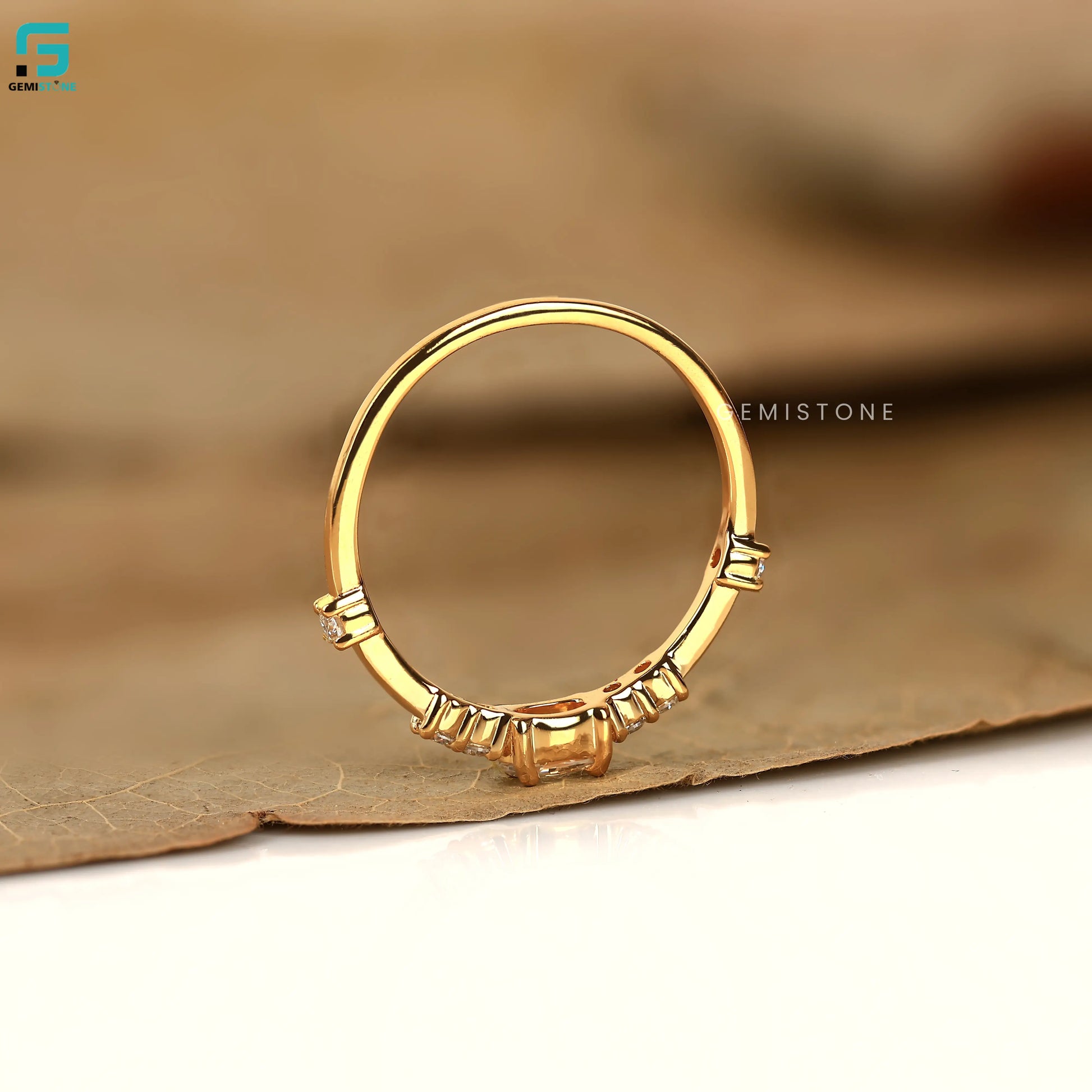 0.30CT Oval Cut Distance Pave Band Lab Grown Diamond Ring