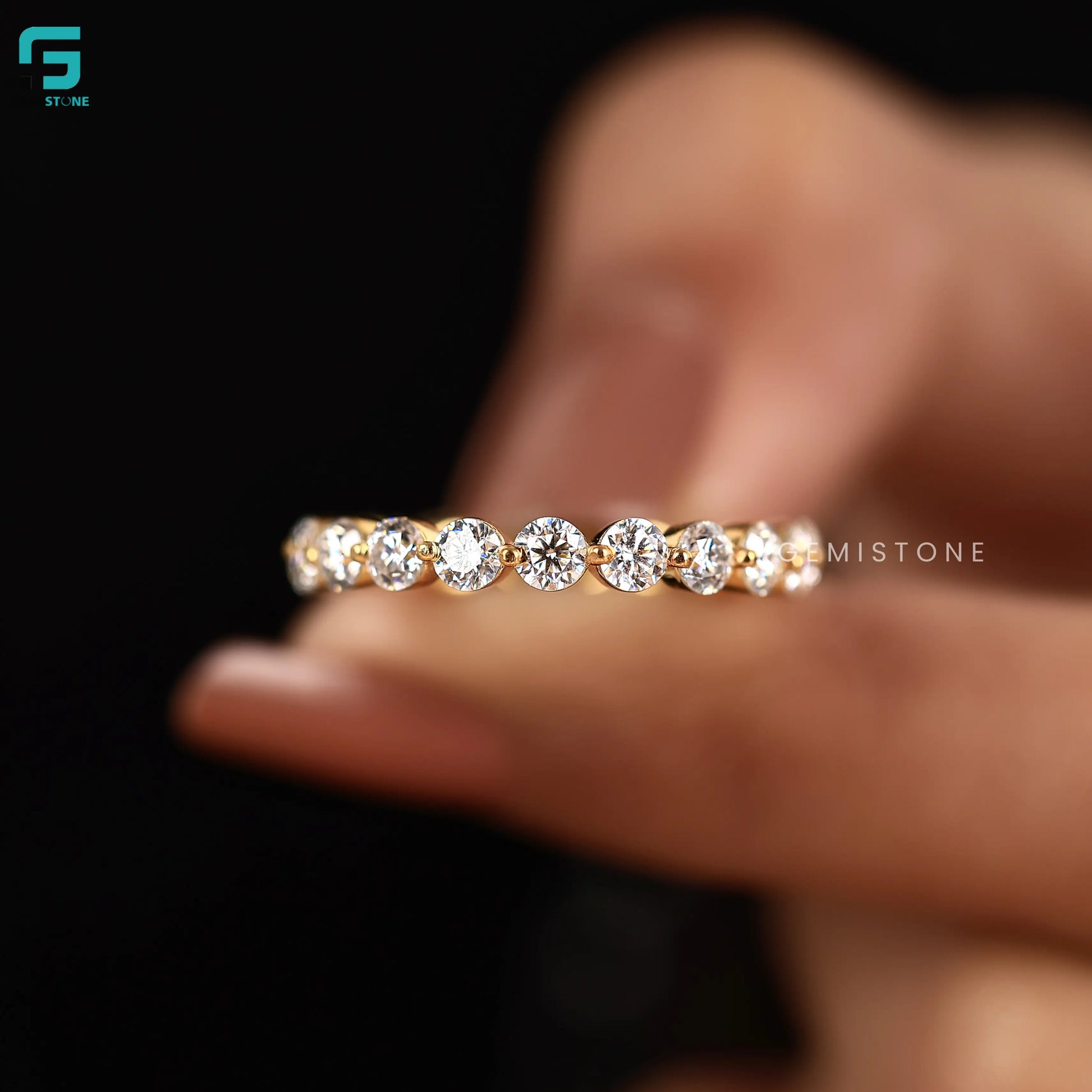 0.3MM Round Cut Lab Diamond Bubble Wedding Band
