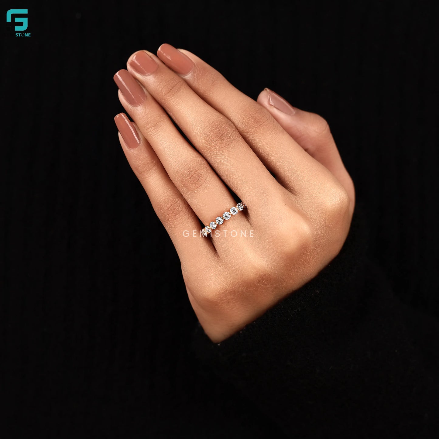 0.3MM Round Cut Lab Grown Diamond Bubble Wedding Band For Women