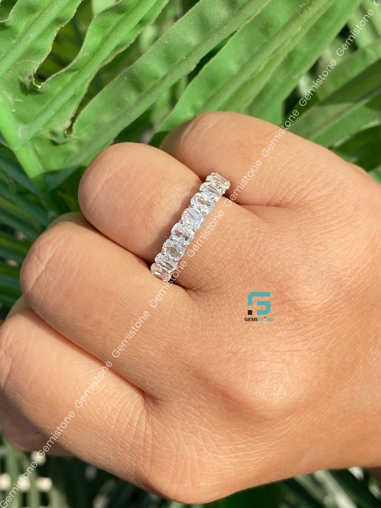0.5MM Cushion Cut Half Eternity Wedding Band