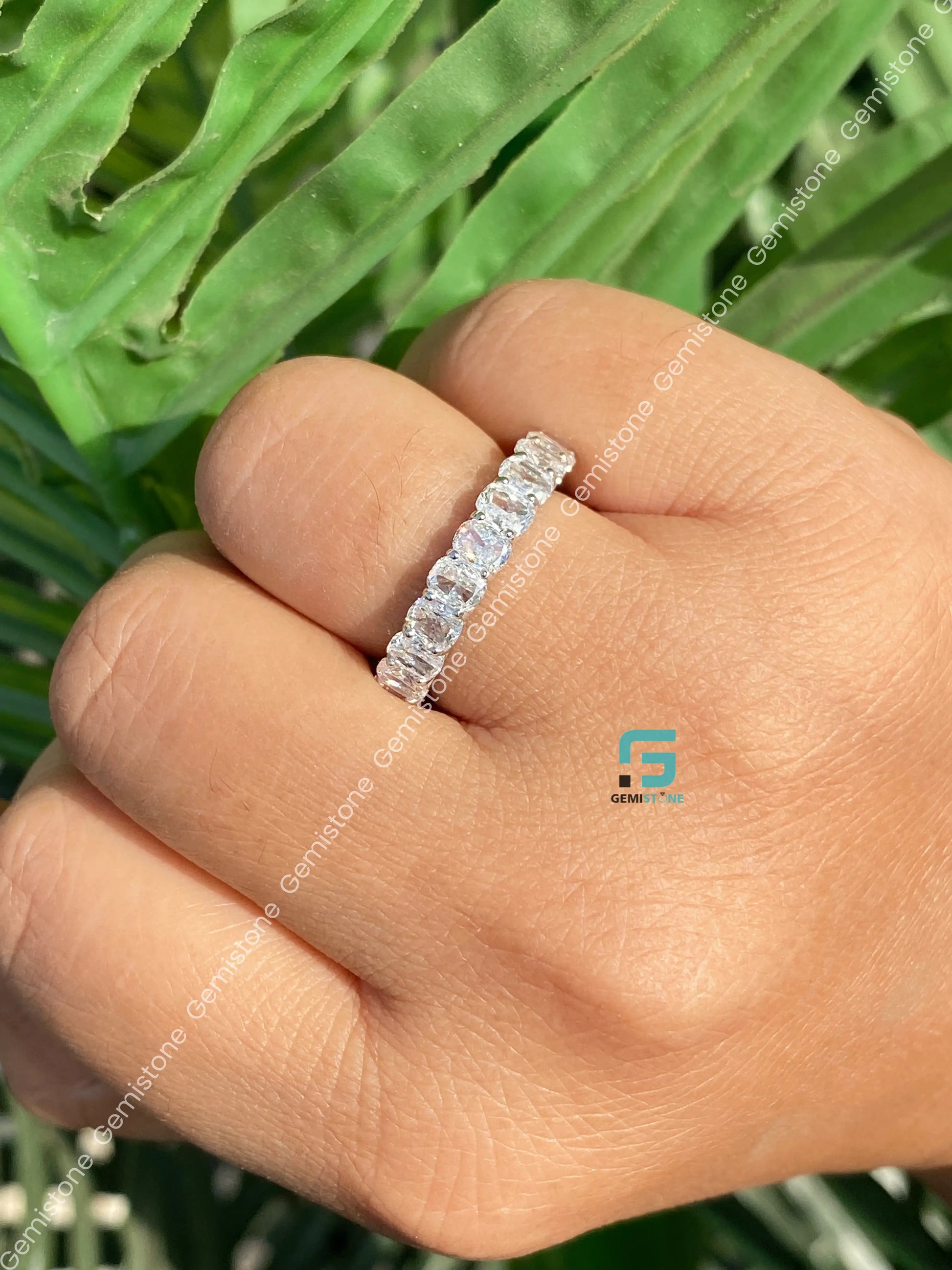 0.5MM Cushion Cut Half Eternity Wedding Band