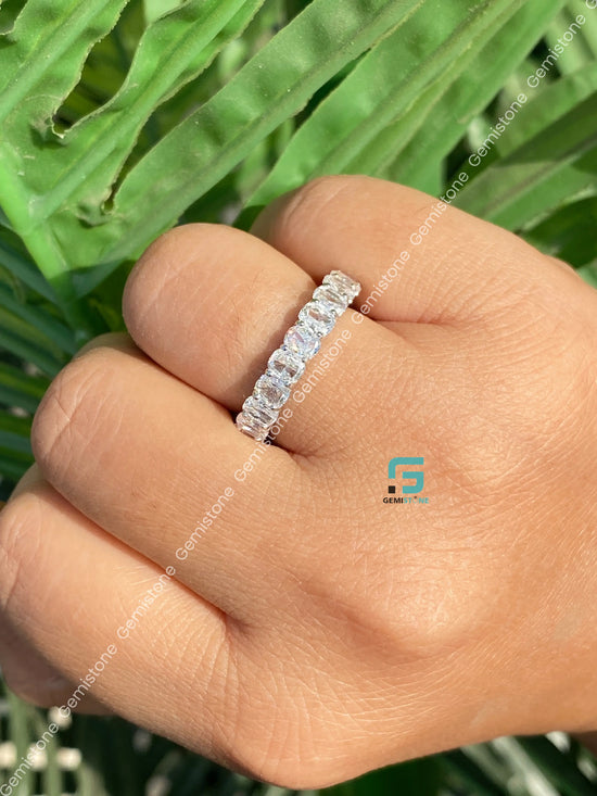 0.5MM Cushion Cut Half Eternity Wedding Band