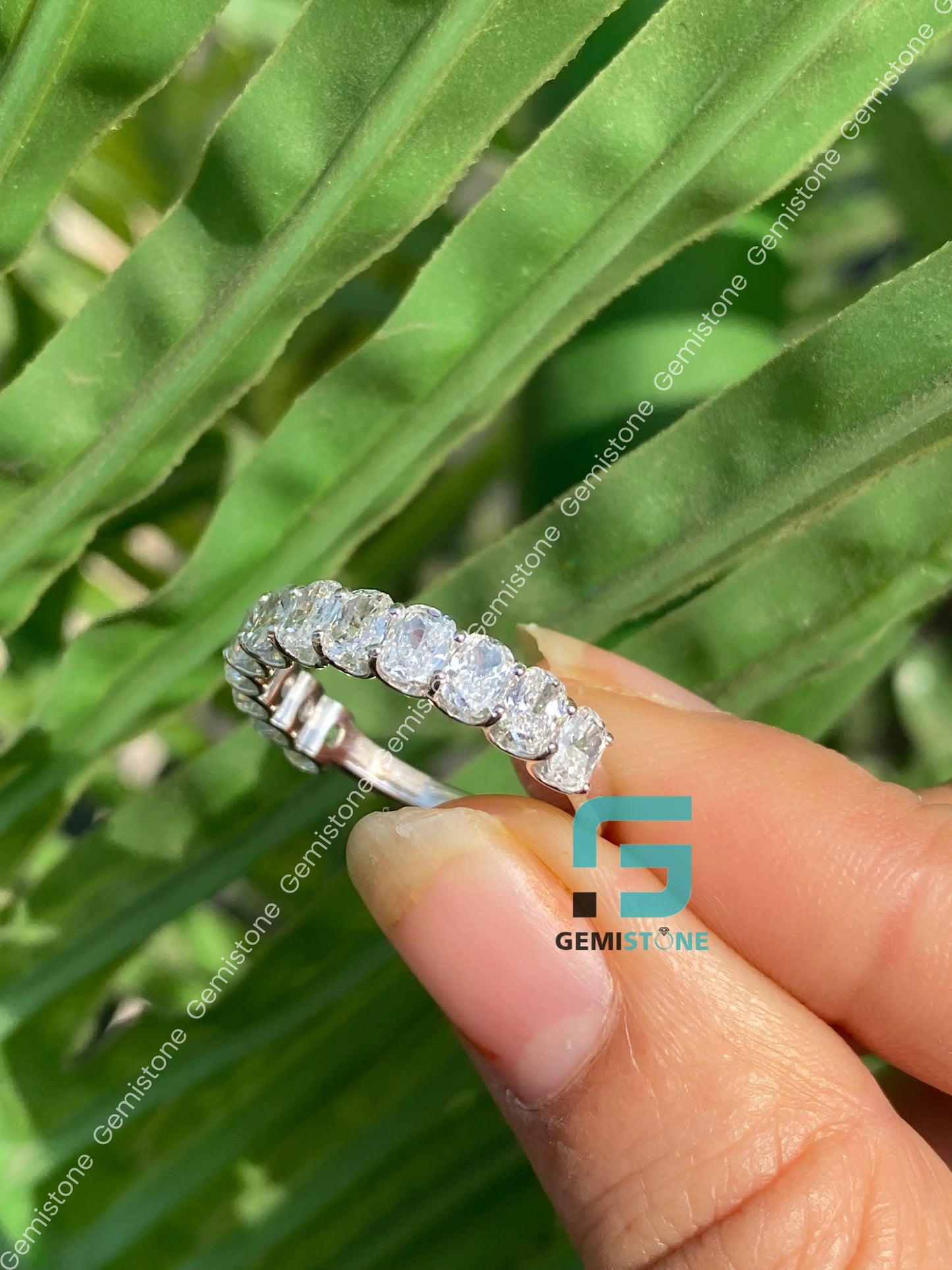 0.5 MM Cushion Cut Half Eternity Wedding Band