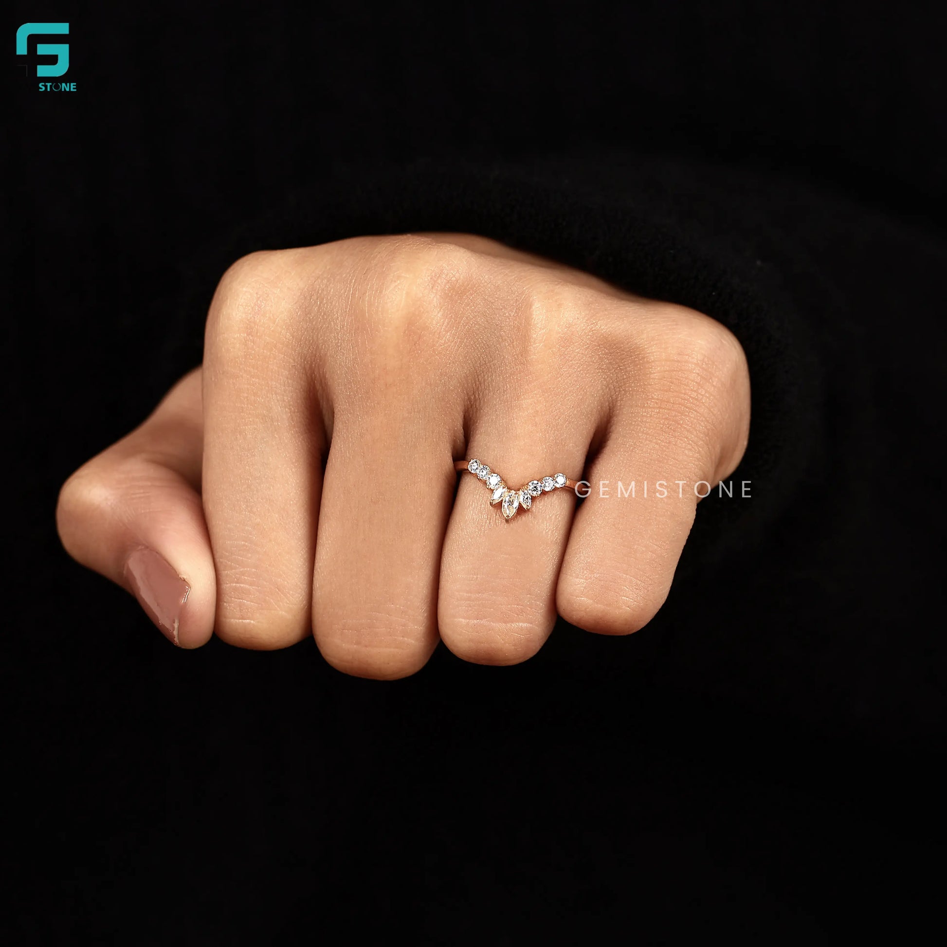 0.6CT Lab Diamond Chavron Wedding Anniversary Band For Women