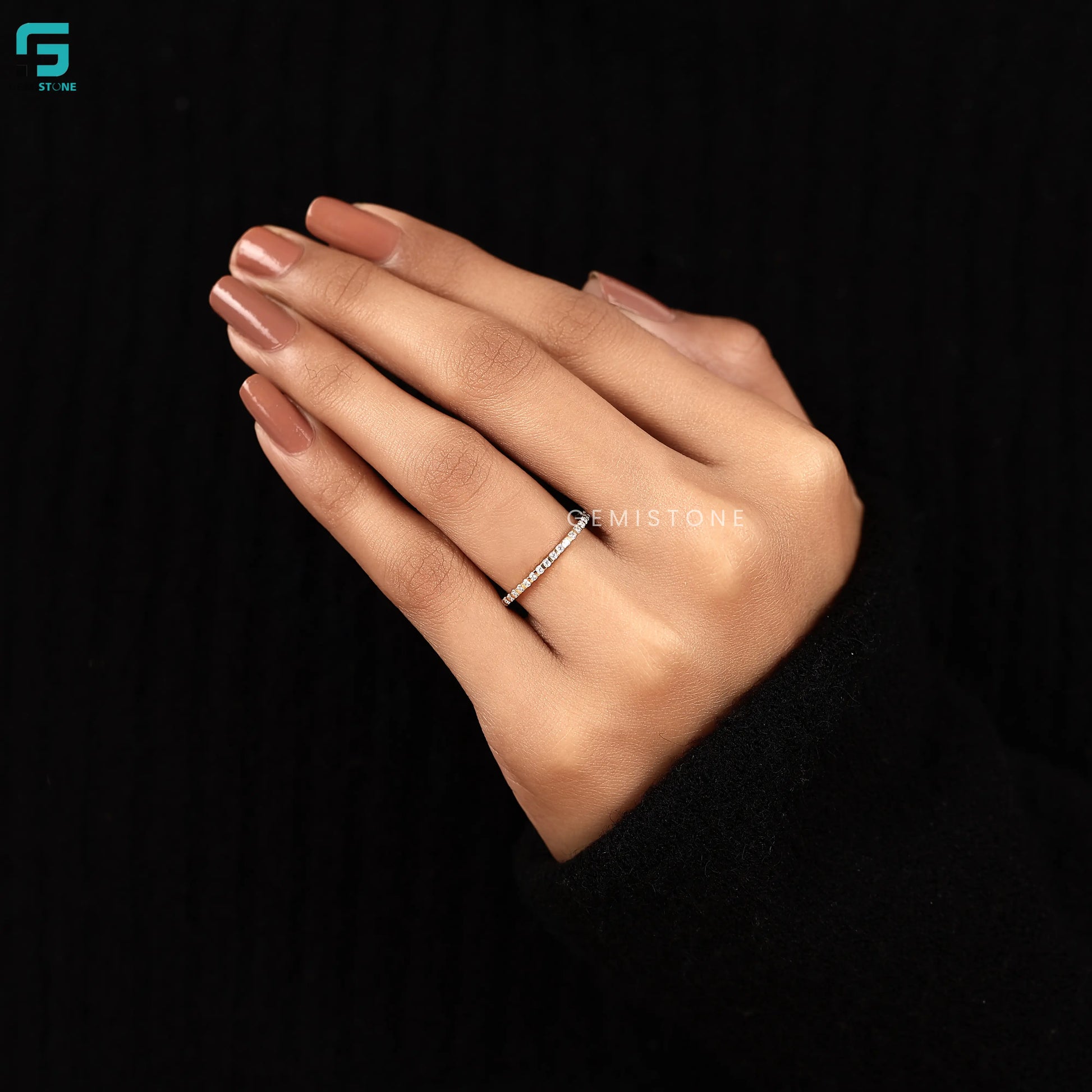 0.6CT Round Dainty Full Eternity Wedding Band For Women