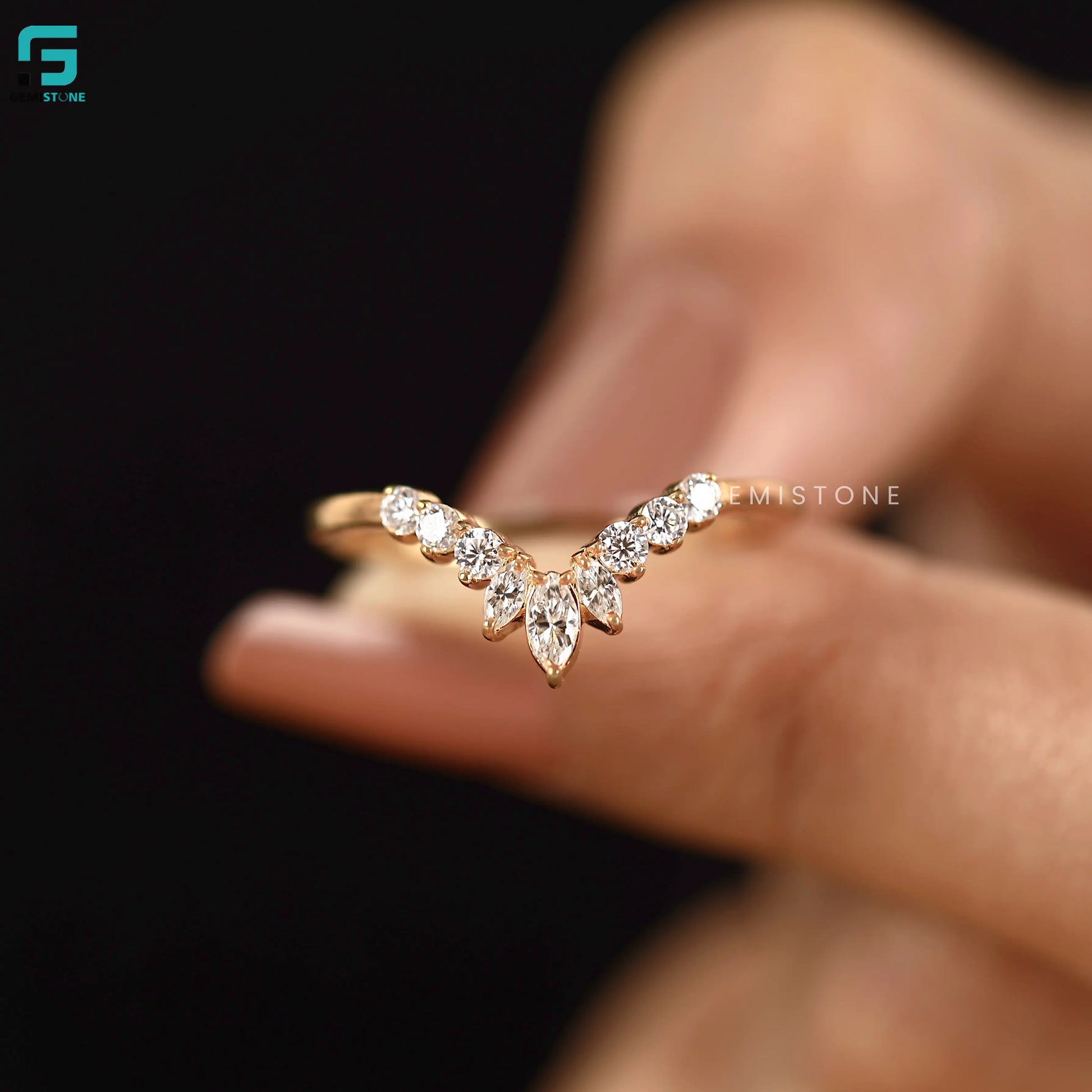 0.6 CT Lab Diamond Chavron Wedding Anniversary Band 