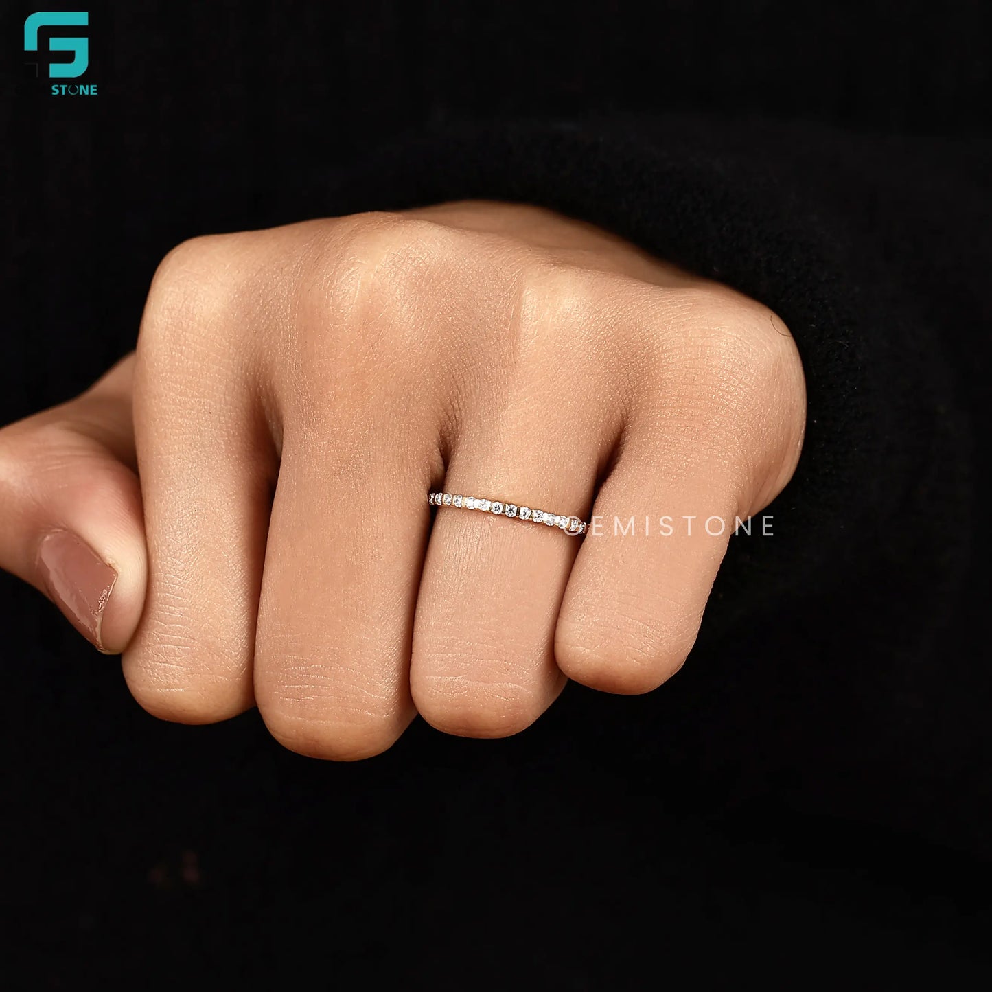 0.6 CT Round Full Eternity Wedding Dainty Band For Women