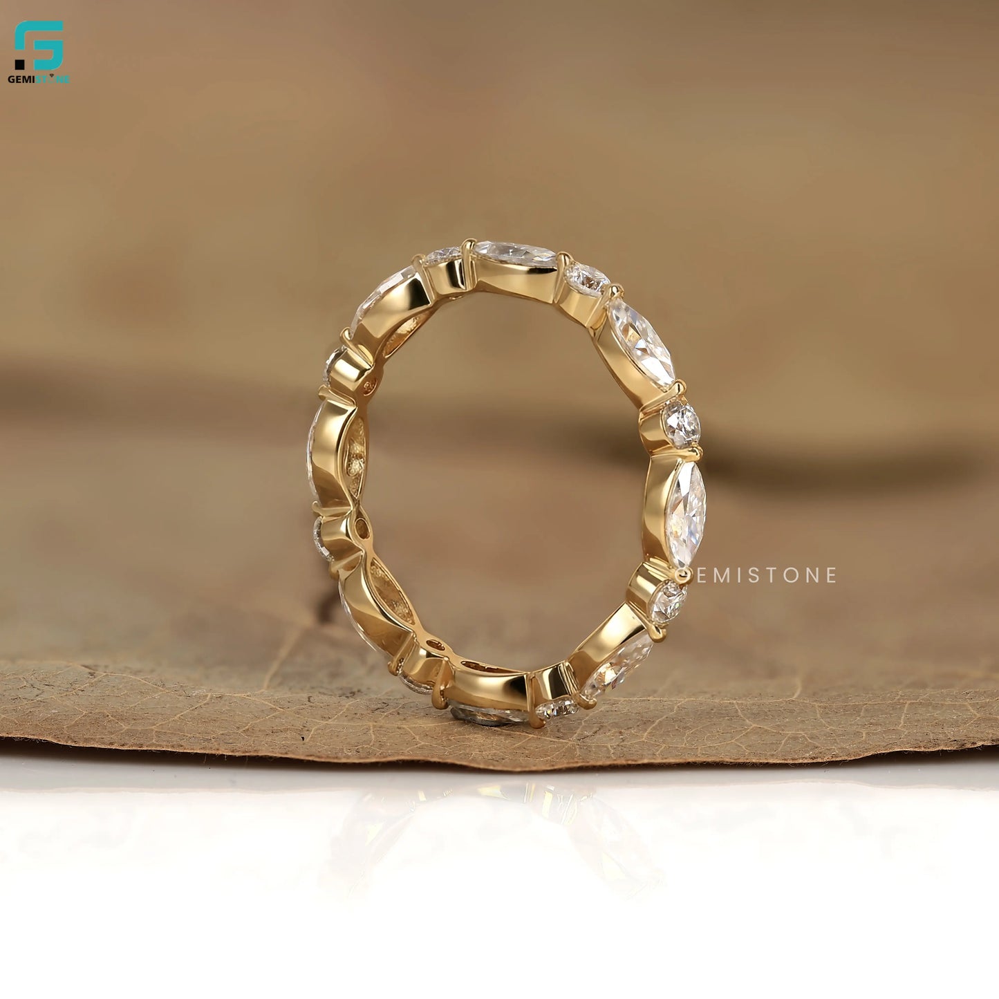 Marquise & Round Cut Shared Prong Lab Diamond Band