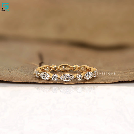 Marquise & Round Cut Shared Prong Lab Diamond Band