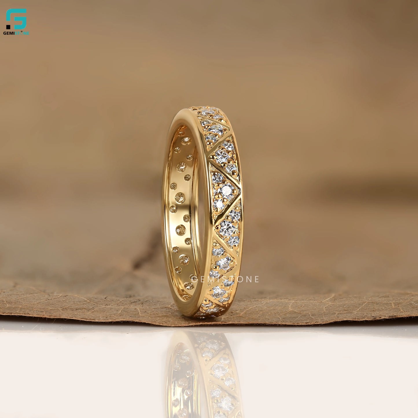 0.80 CT Round Cut Lab Grown Diamond Triangle Pave Eternity Band