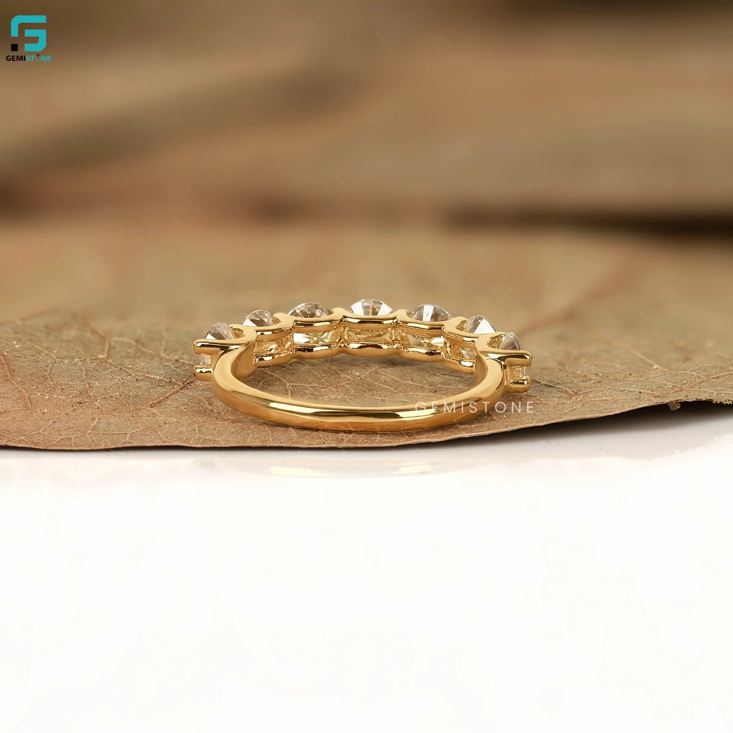 0.80 MM Round Lab Diamond Half Eternity Band For Women