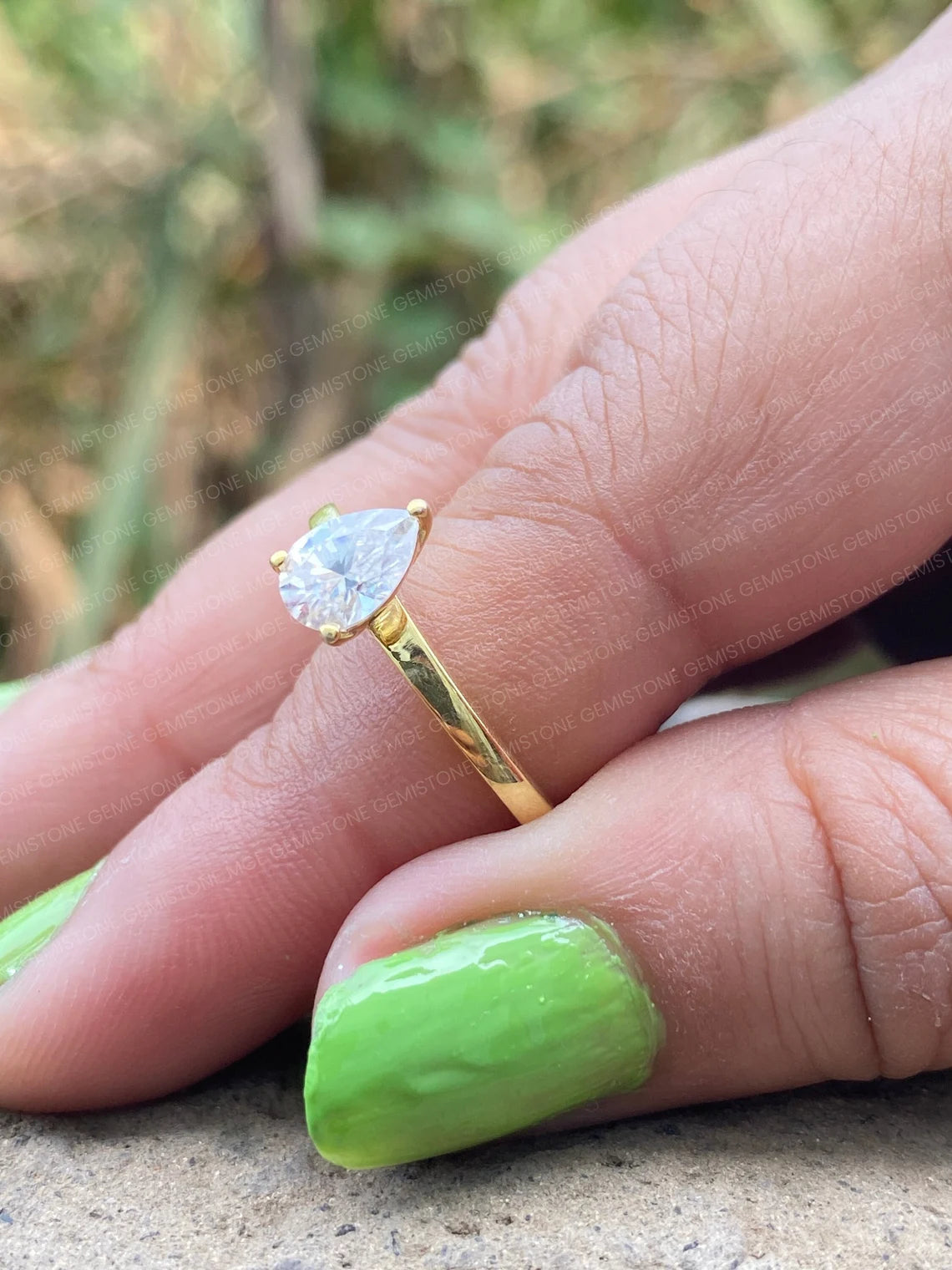 0.80CT Pear Cut Moissanite Solitaire Tiny Engagement Ring