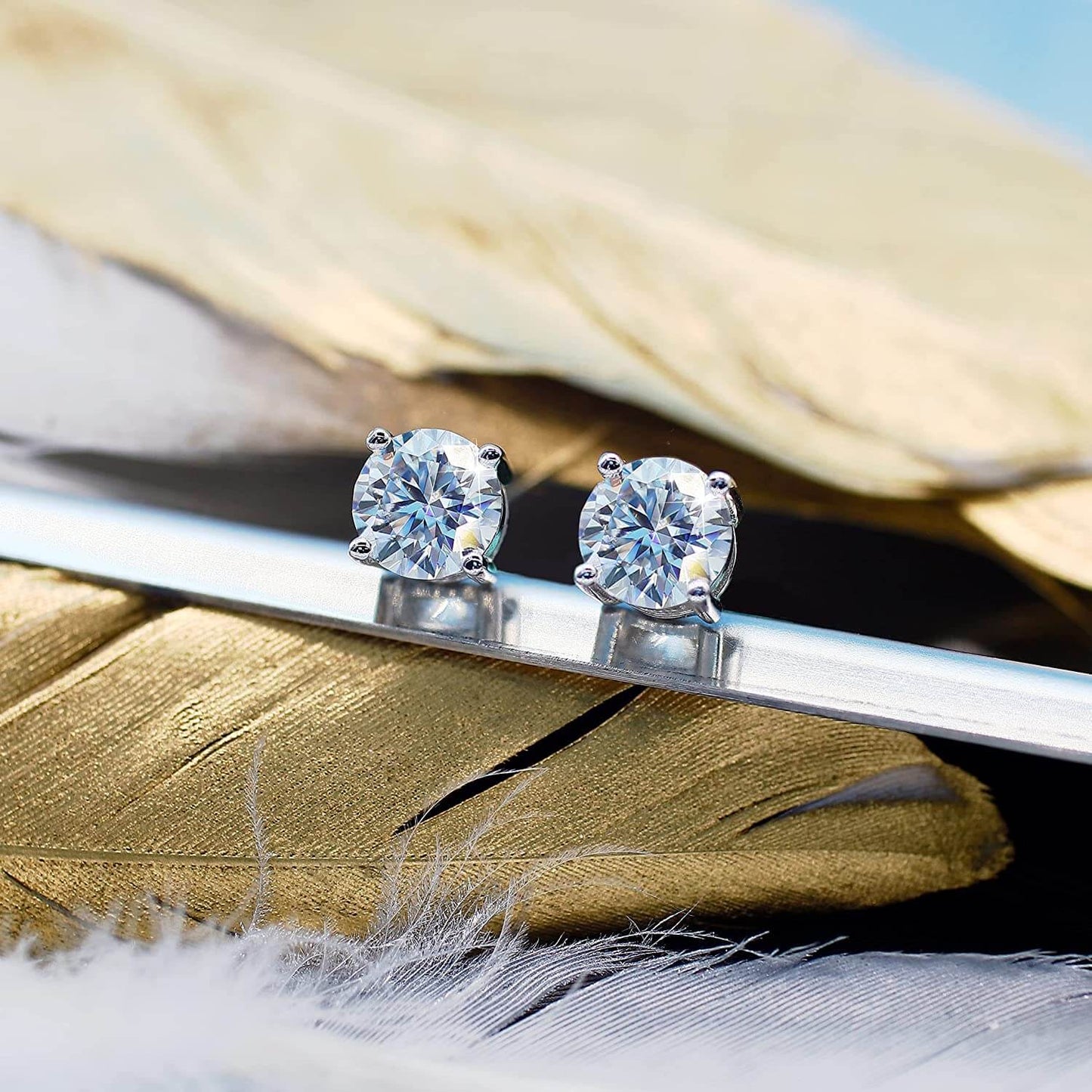 2 Carat Diamond Solitaire Stud Earrings [Unisex Studs]