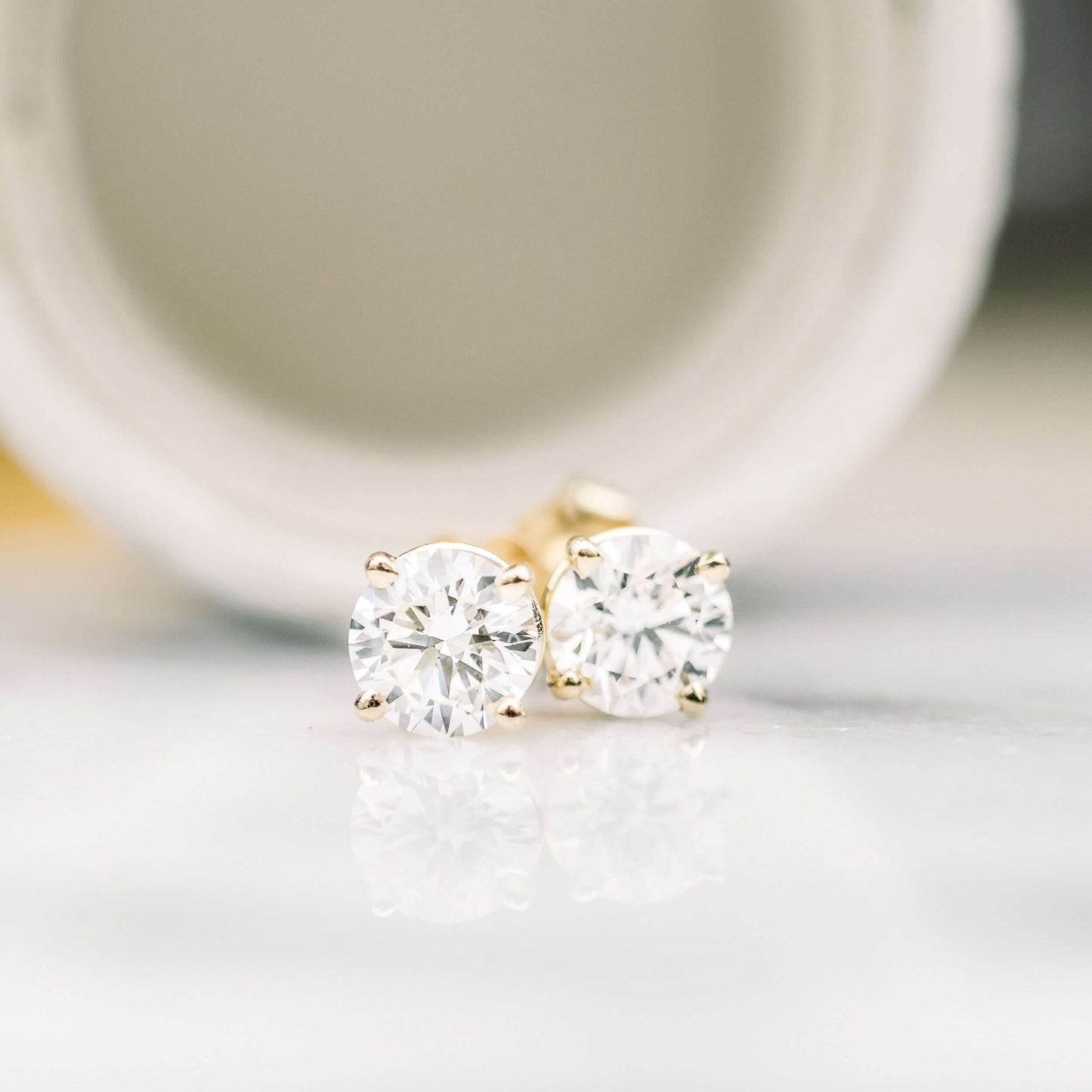 2 Carat Diamond Solitaire Stud Earrings [Unisex Studs]