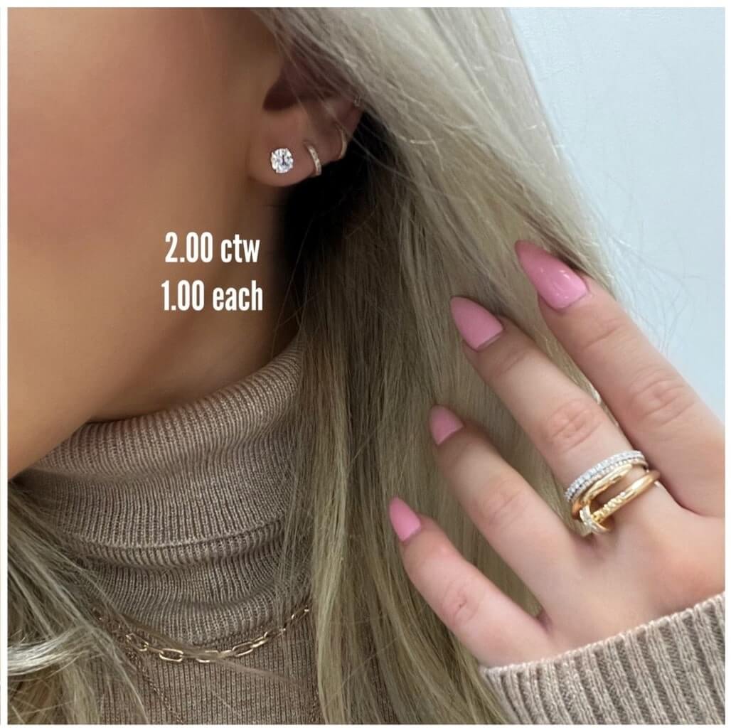 2 Carat Diamond Solitaire Stud Earrings [Unisex Studs]