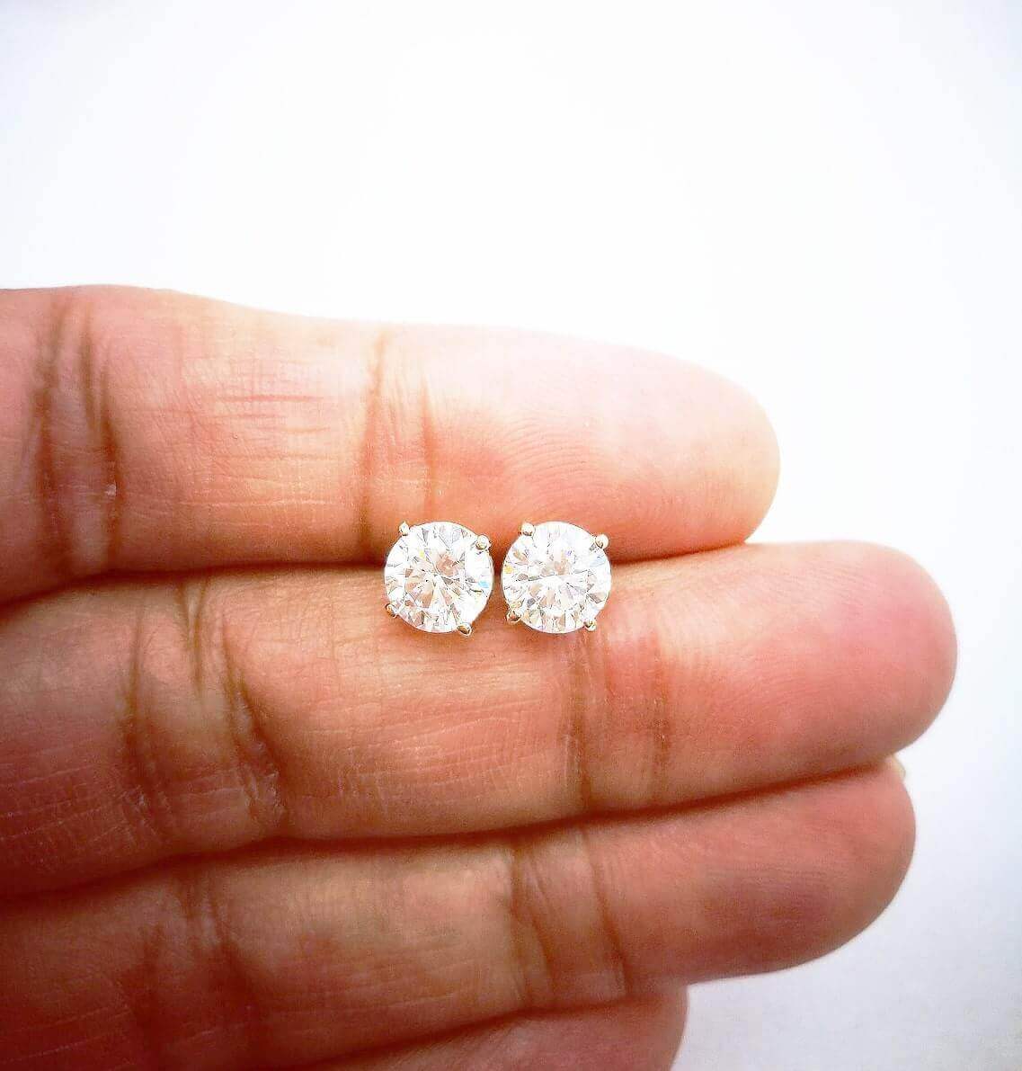 2 Carat Diamond Solitaire Stud Earrings [Unisex Studs]