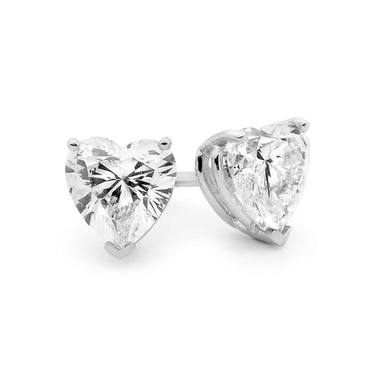 1 Carat Heart Shape Diamond Stud Earrings