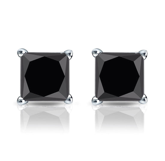 1 Carat Princess Cut Moissanite Solitaire Studs