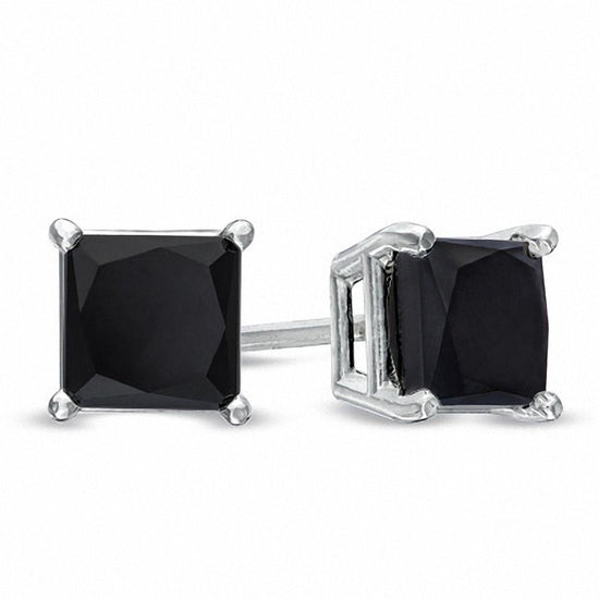 1 Carat Princess Cut Moissanite Solitaire Studs