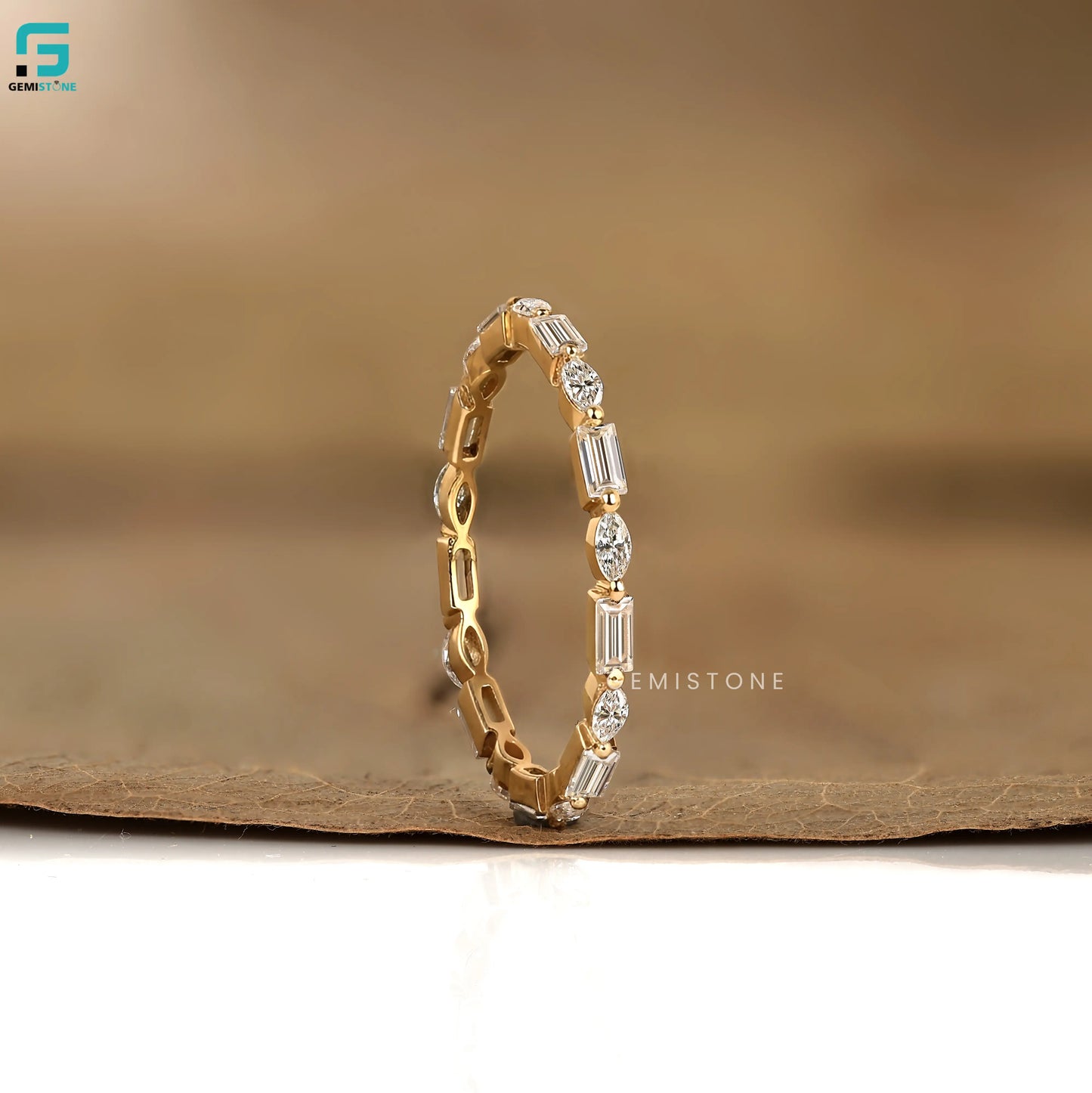 1.20CT Marquise_ Baguette Cut Lab Diamond Eternity Wedding Band