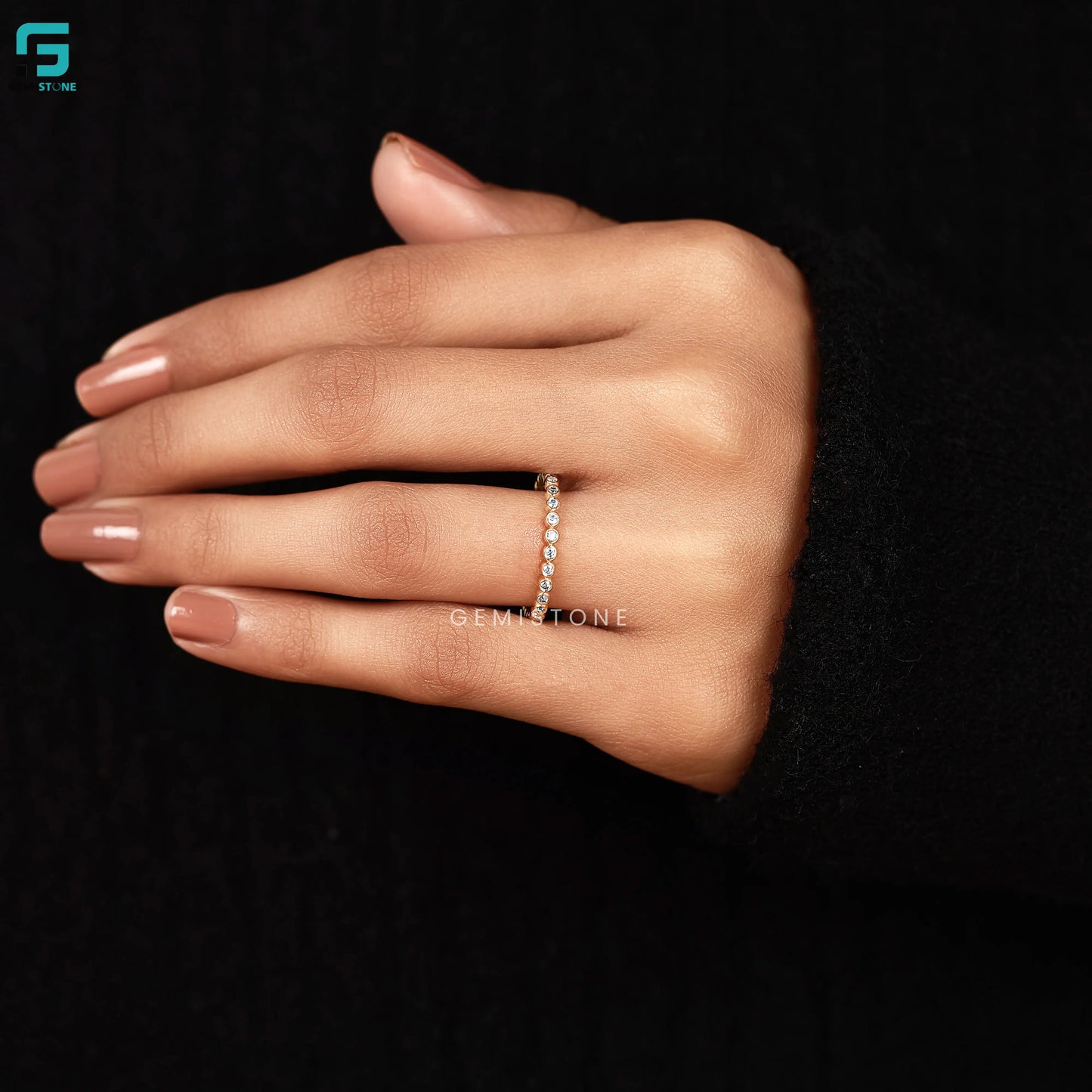 1.2CT Round Bezel Set Lab Diamond Band