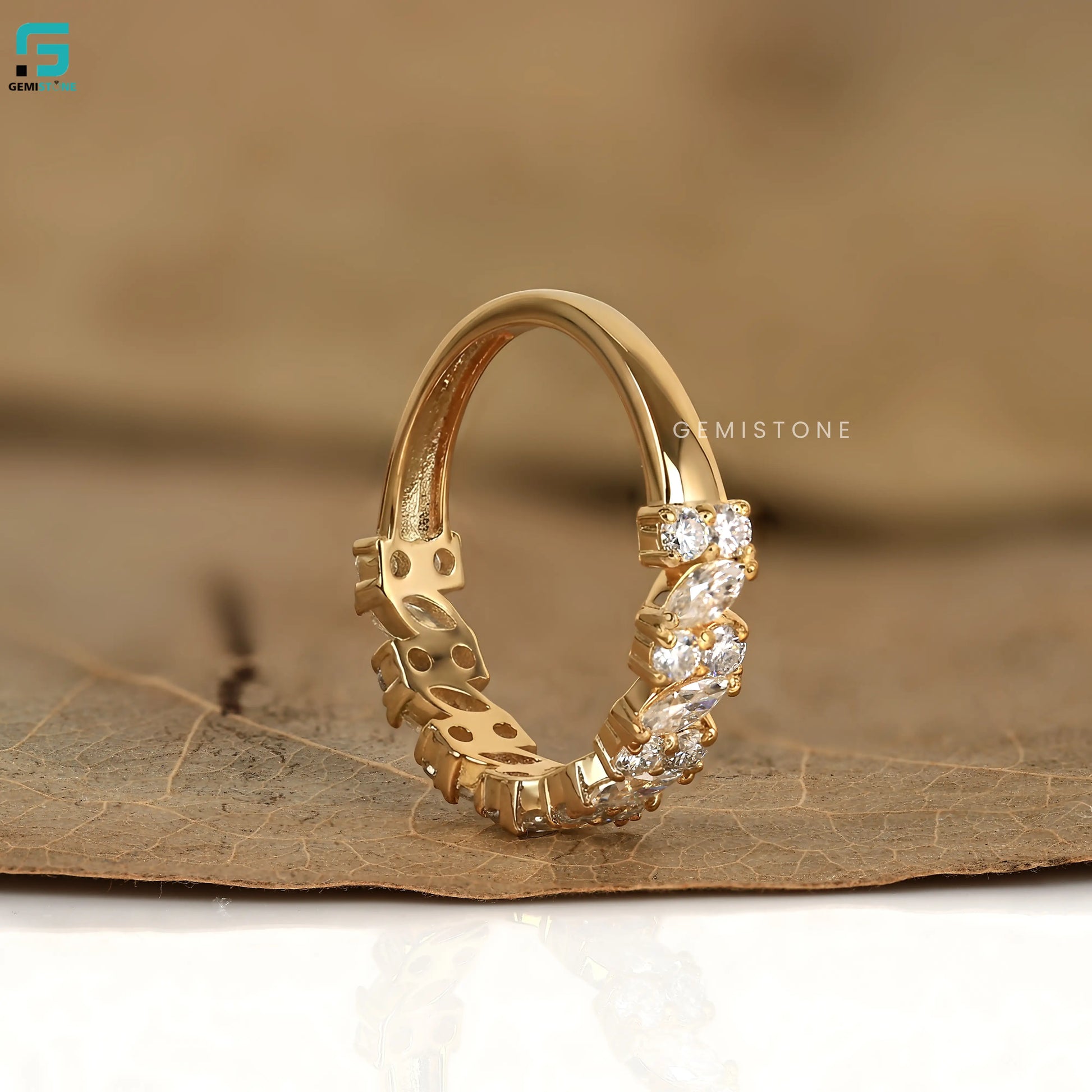 1.30CT East West Marquise Lab Diamond Half Eternity Wedding Band 