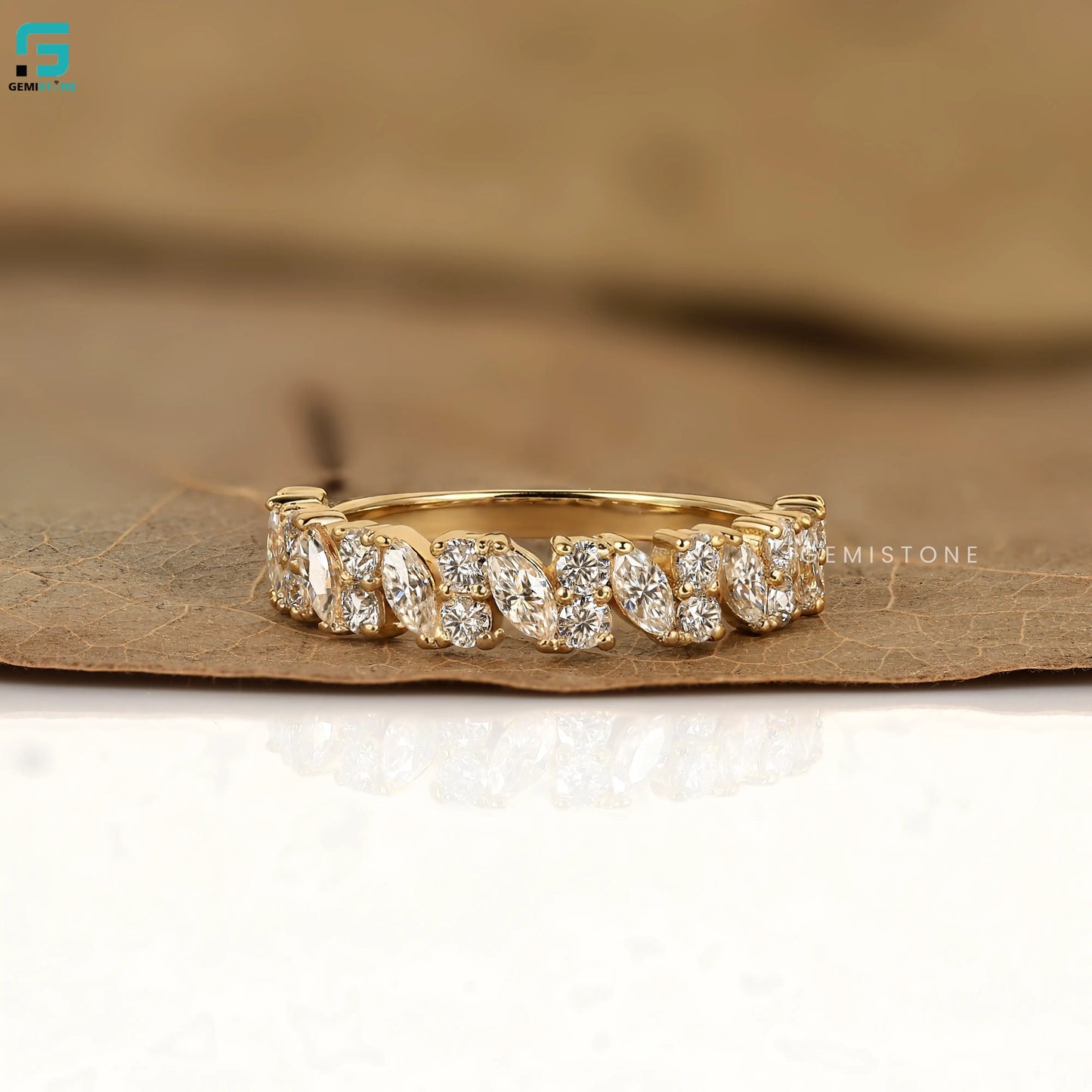 1.30CT East West Marquise Lab Diamond Half Eternity Wedding Band For Women