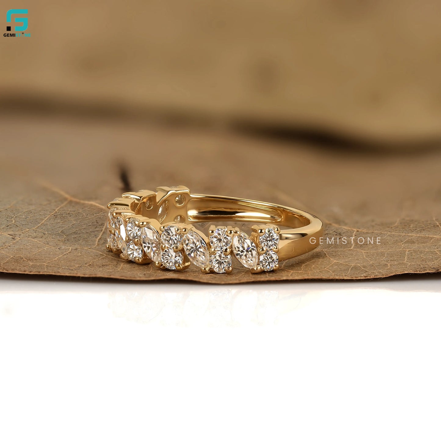 1.30CT East West Marquise Lab Grown Diamond Half Eternity Wedding Band