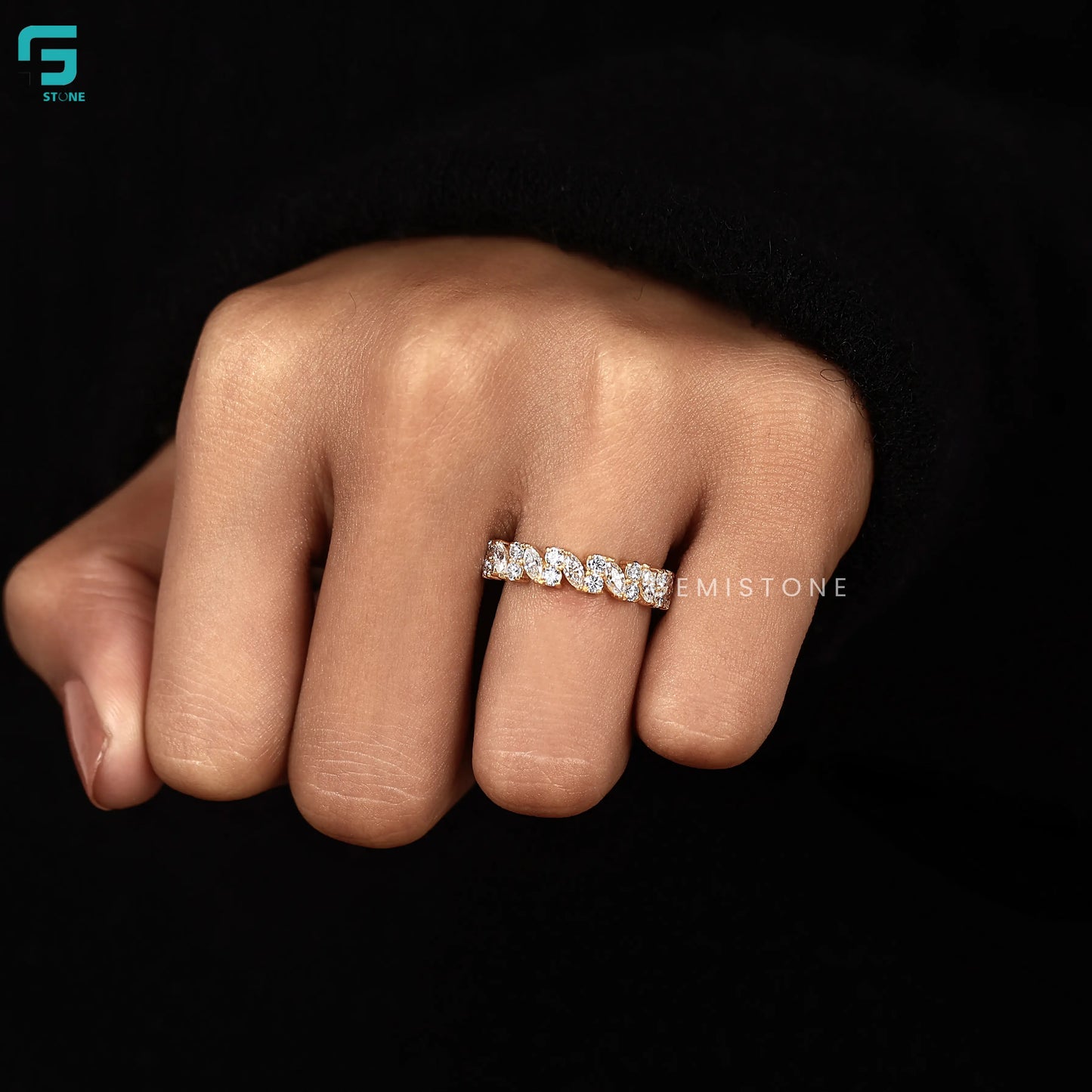 1.30CT Marquise And Round Lab Diamond Half Eternity Wedding Band 