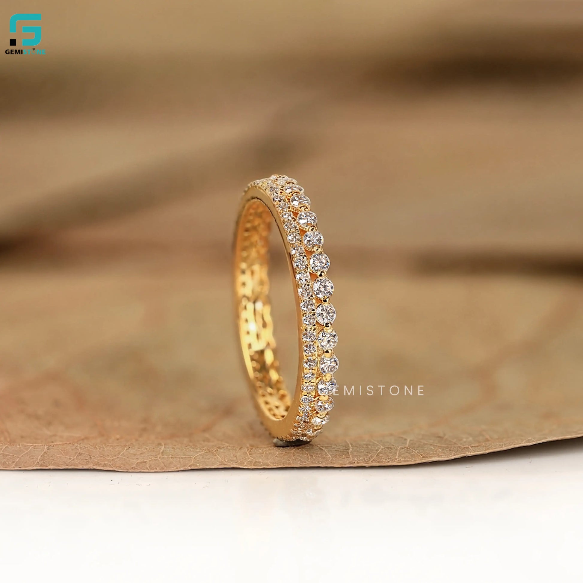 1.30CT Round Lab Diamond Double Pave Set Wedding Band