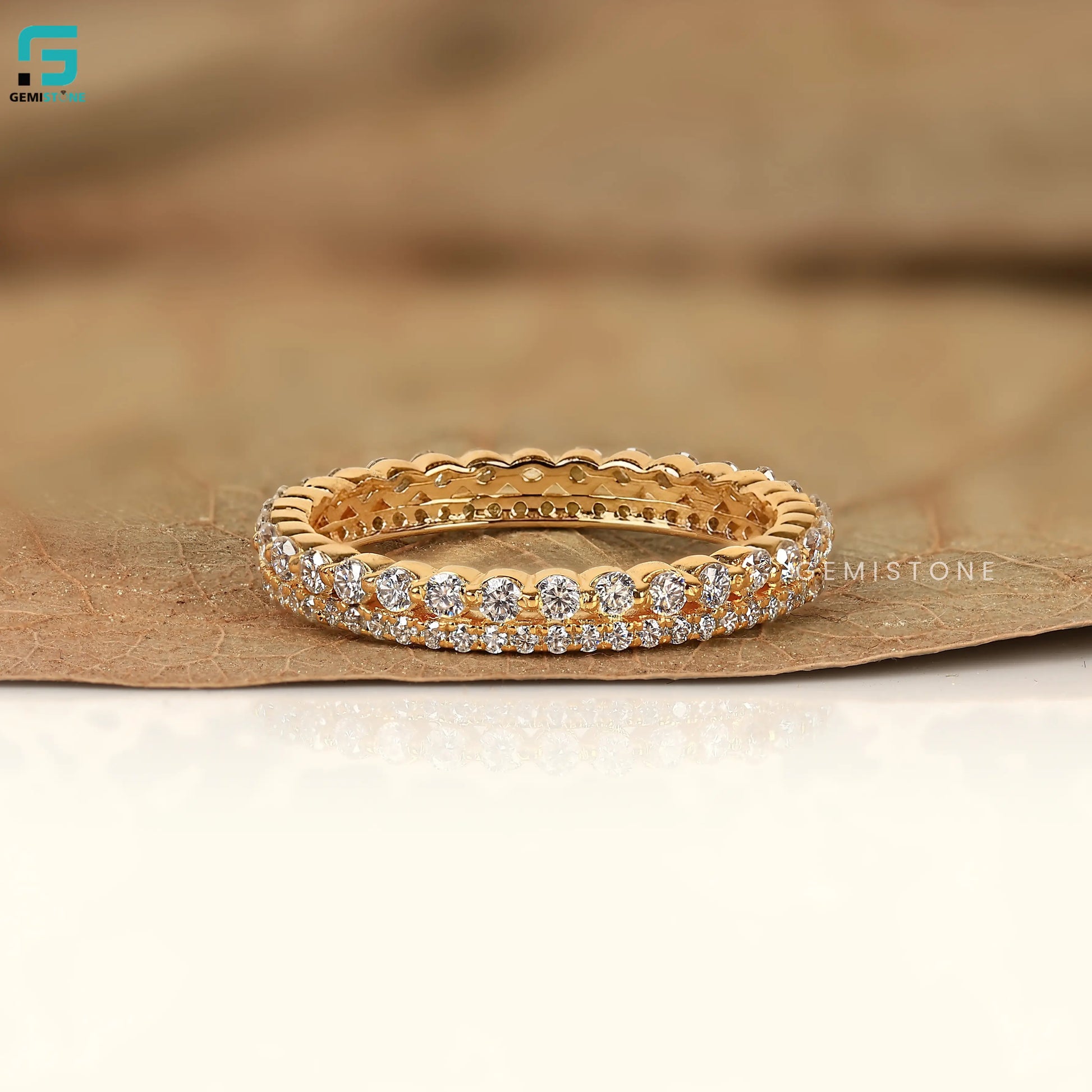 1.30CT Round Lab Diamond Double Pave Set Wedding Band For Women