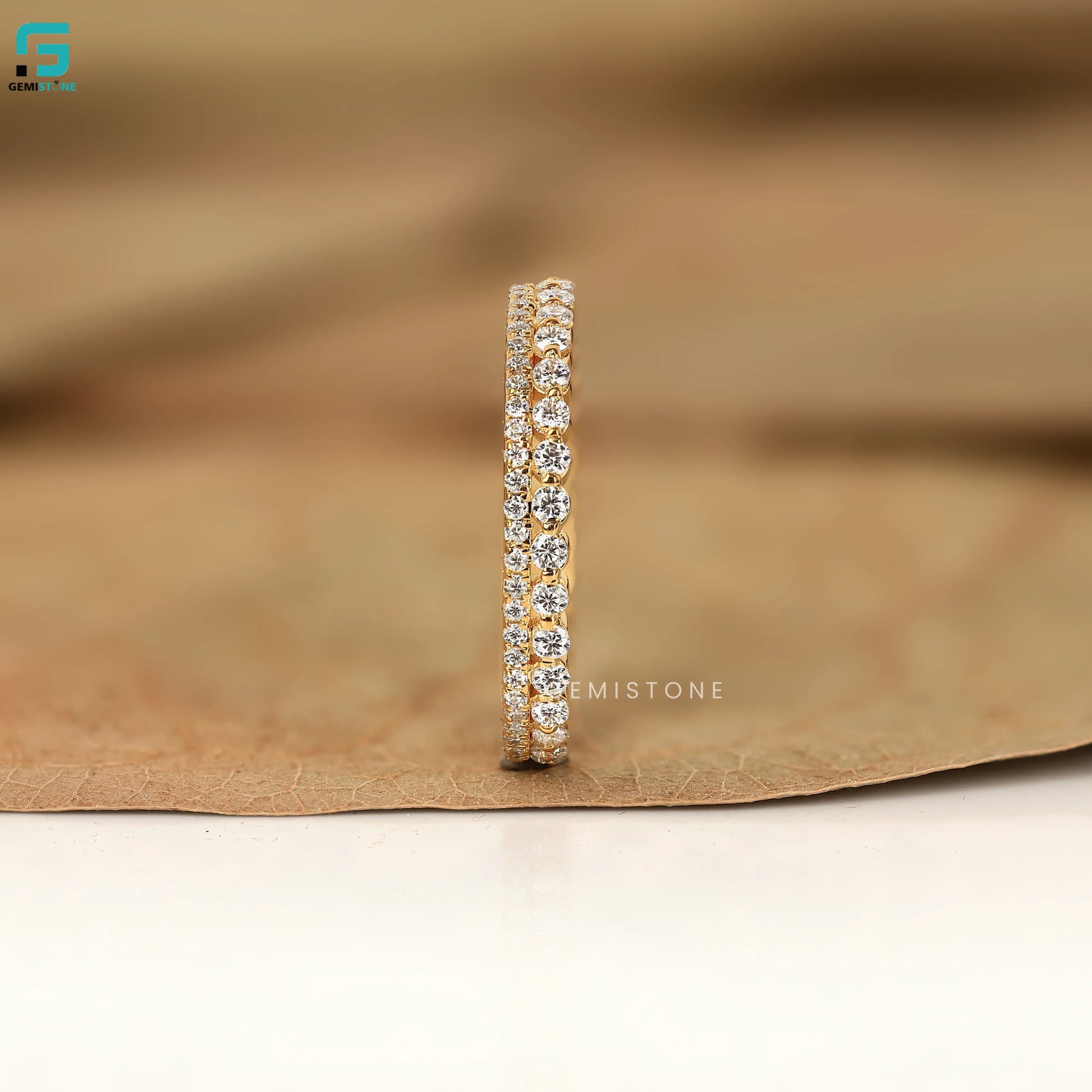 1.30CT Round Lab Grown Diamond Double Pave Set Wedding Band