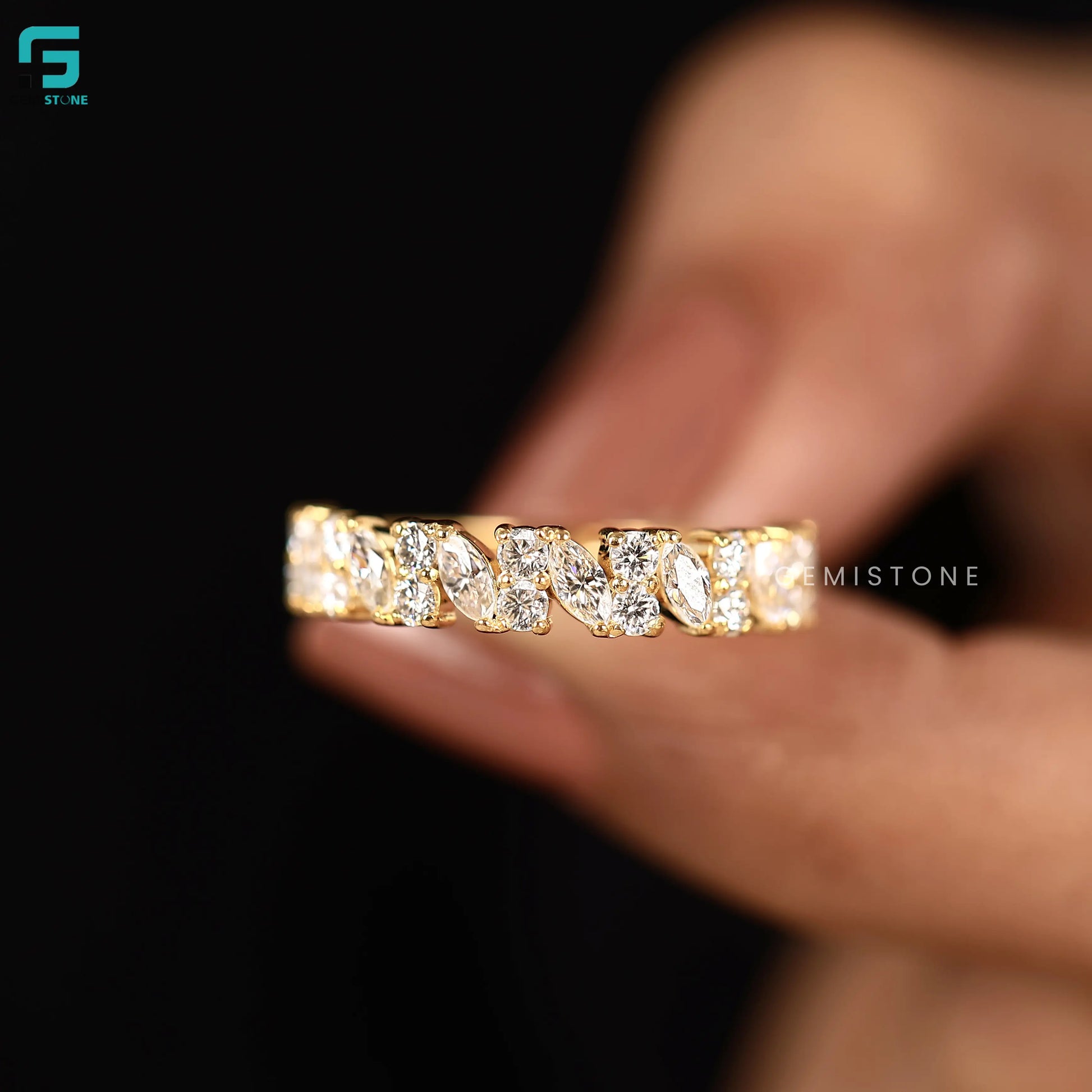 1.30 CT Marquise And Round Lab Diamond Half Eternity Wedding Band For Women