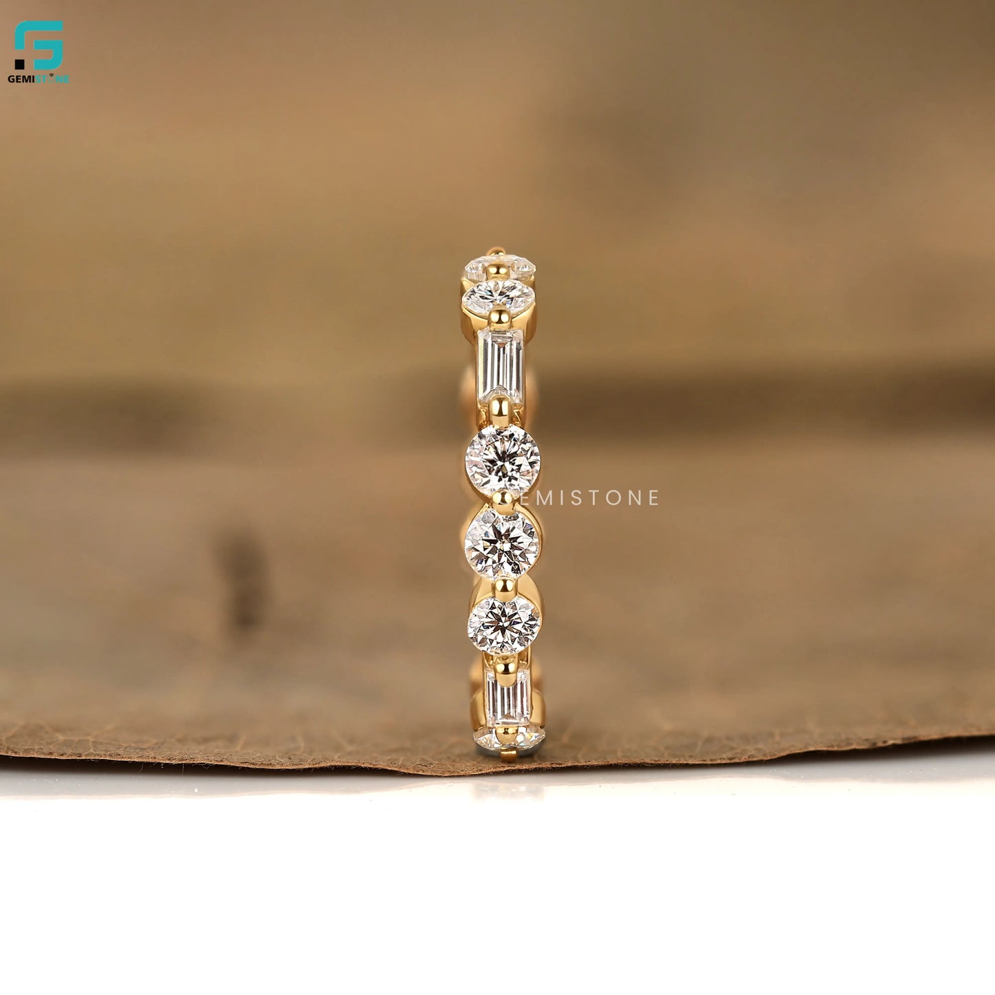 1.3CT Round And Baguette Lab Grown Diamond Full Eternity Band 