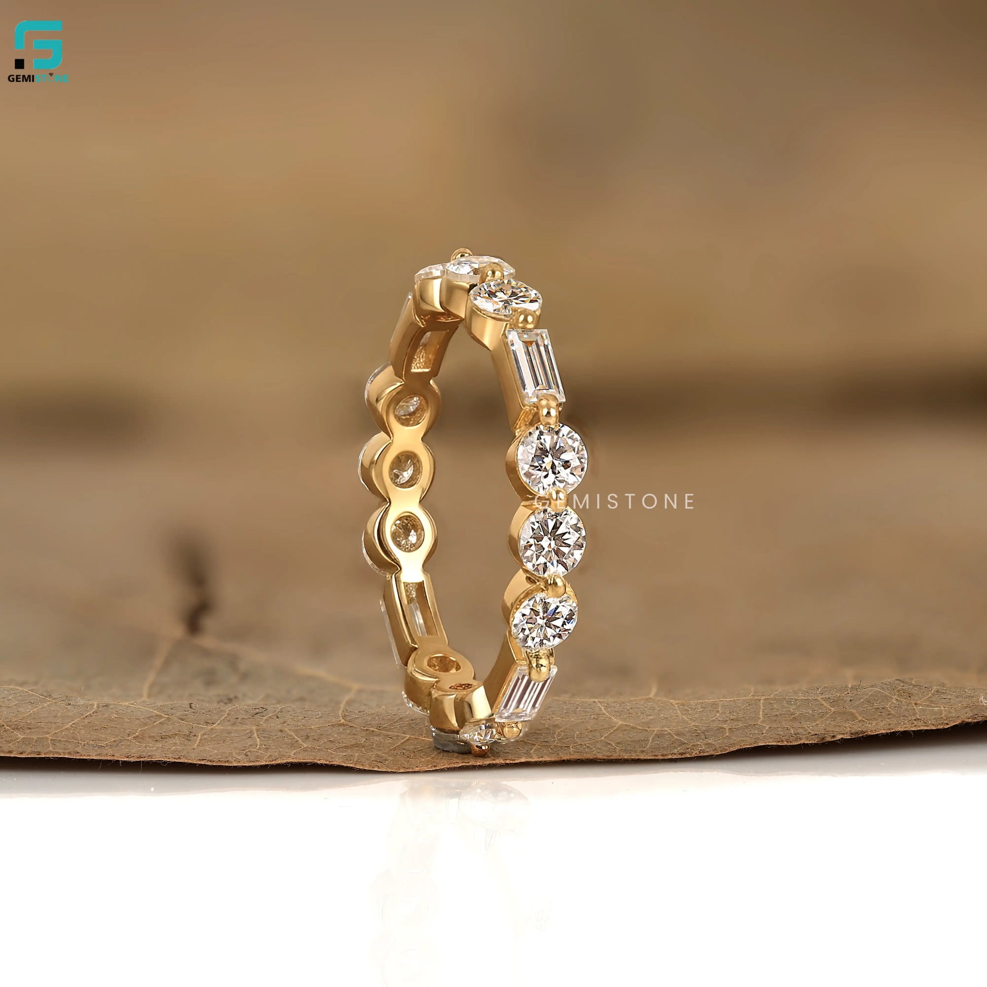 1.3CT Round And Baguette Lab Grown Diamond Full Eternity Band For Women