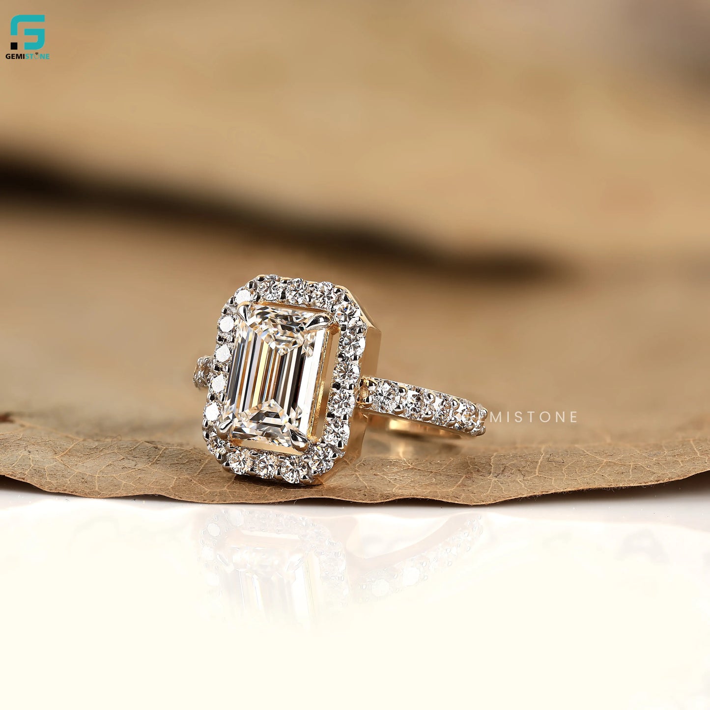 1.55CT Emerald Cut Lab Grown Diamond Engagement Ring For Women