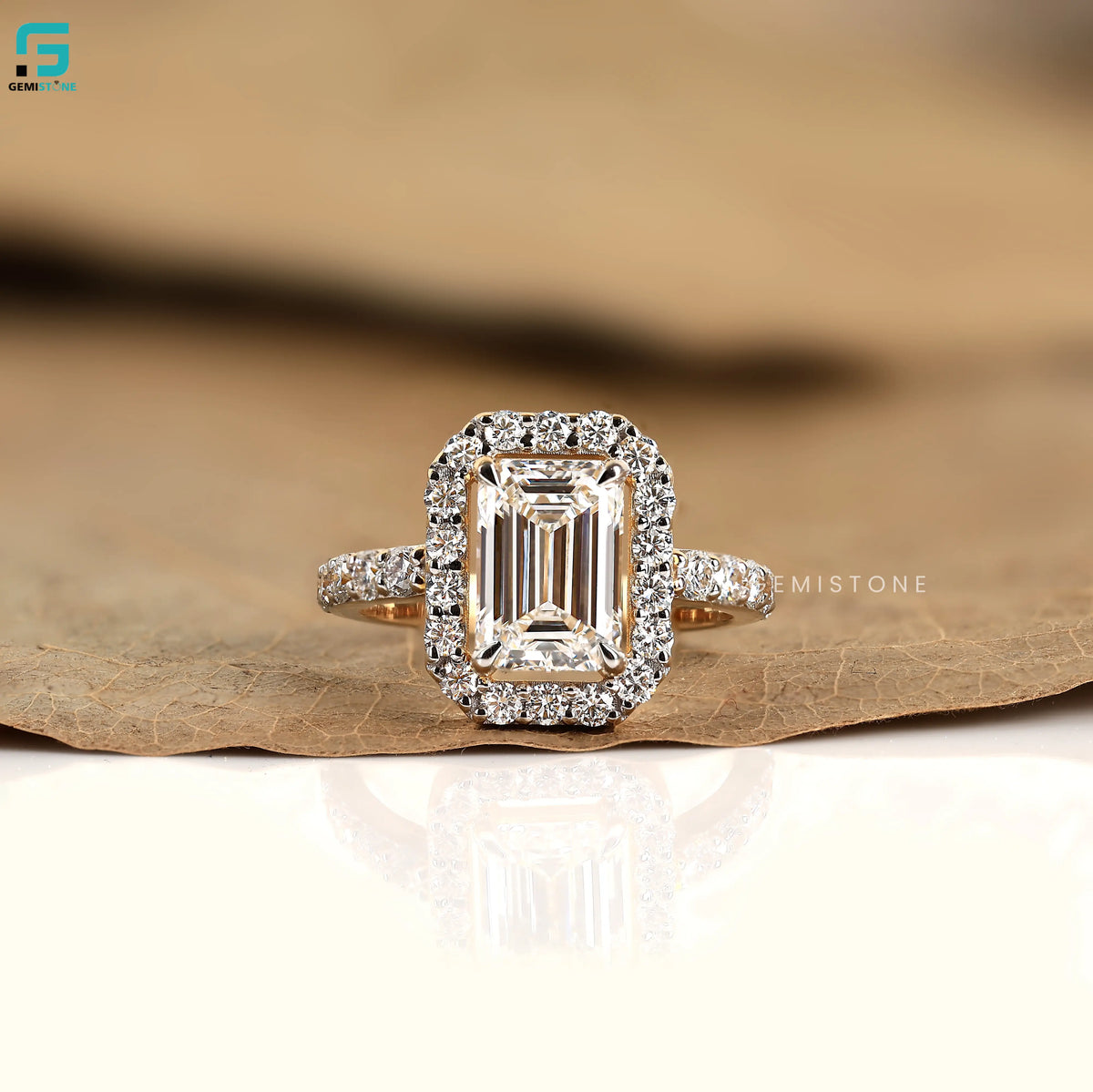 1.55 CT Emerald Cut Lab Diamond Engagement Ring For Women