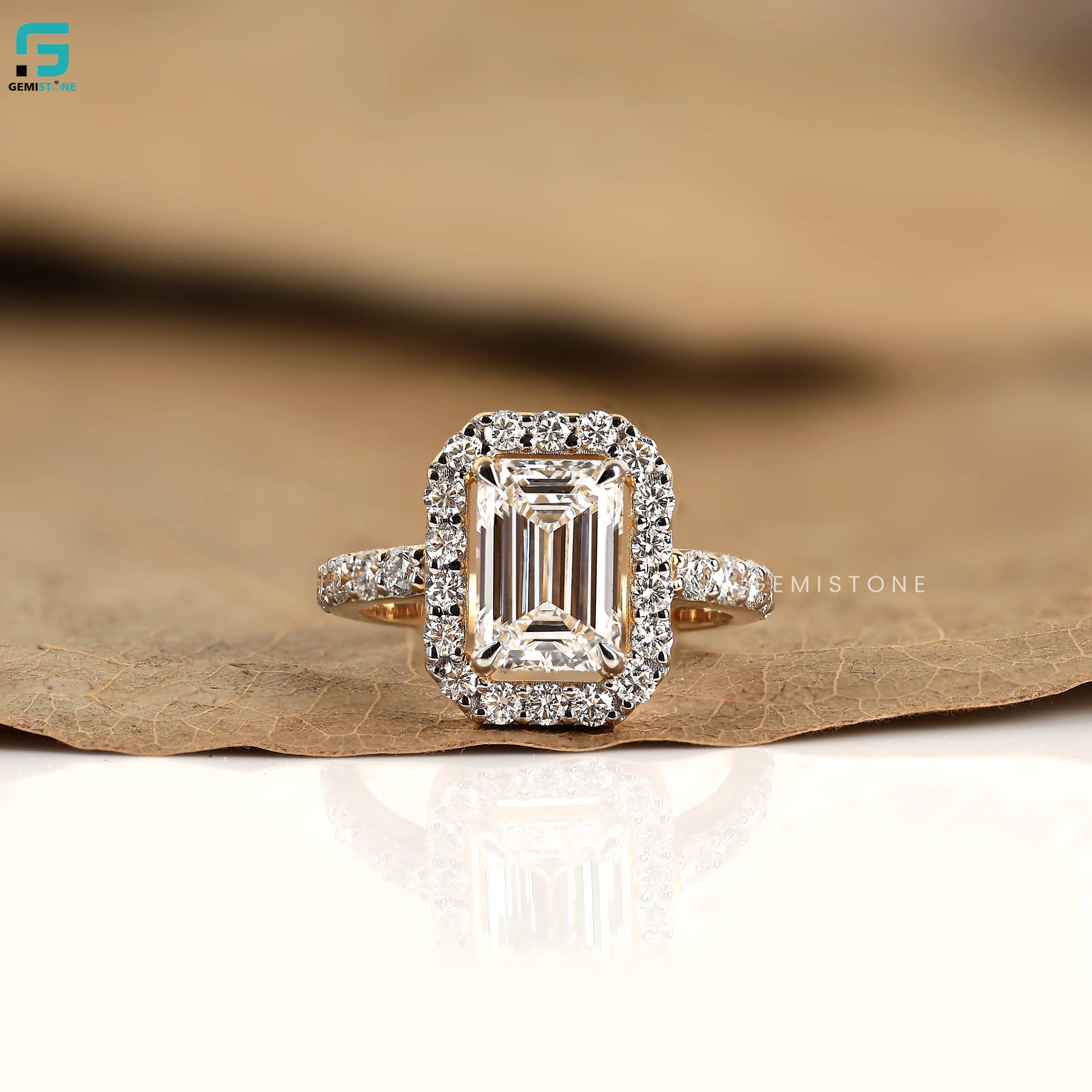 1.55 CT Emerald Cut Lab Diamond Engagement Ring For Women