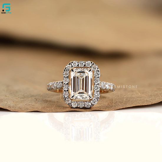 1.55 CT Emerald Cut Lab Diamond Engagement Ring For Women