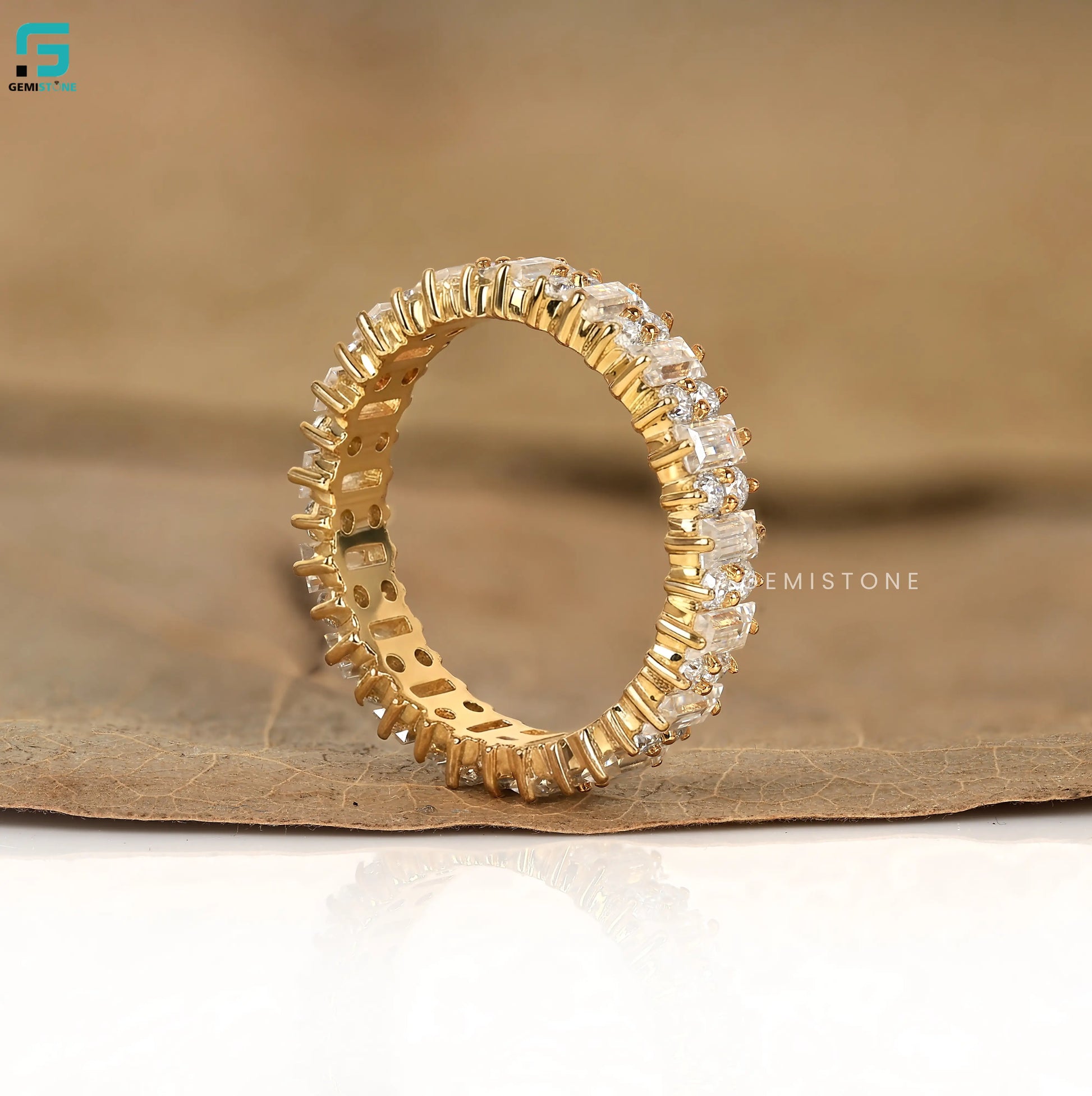 1.5CT Baguette and Round Lab Diamond Wedding Band 