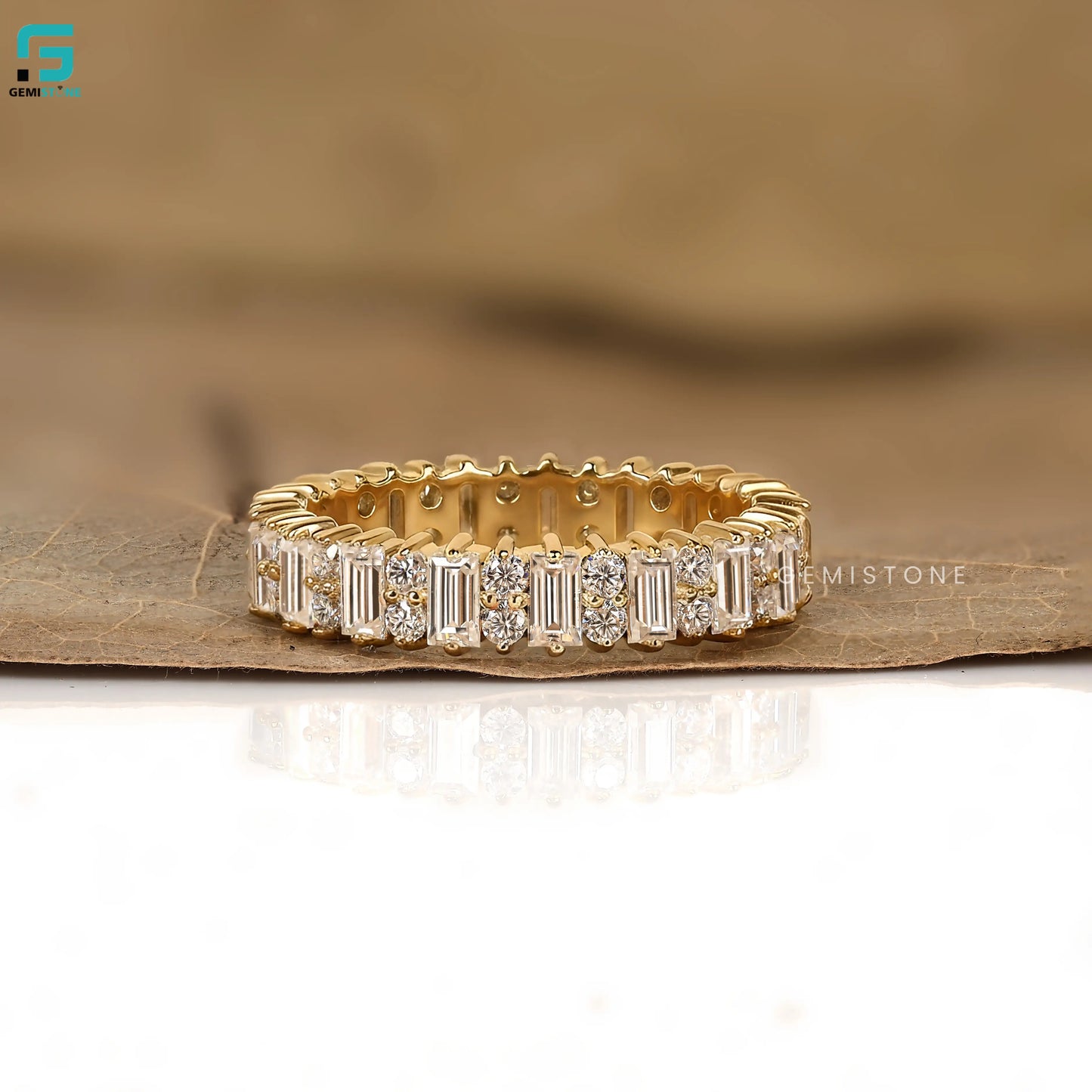 1.5CT Baguette and Round Lab Diamond Wedding Band For Women