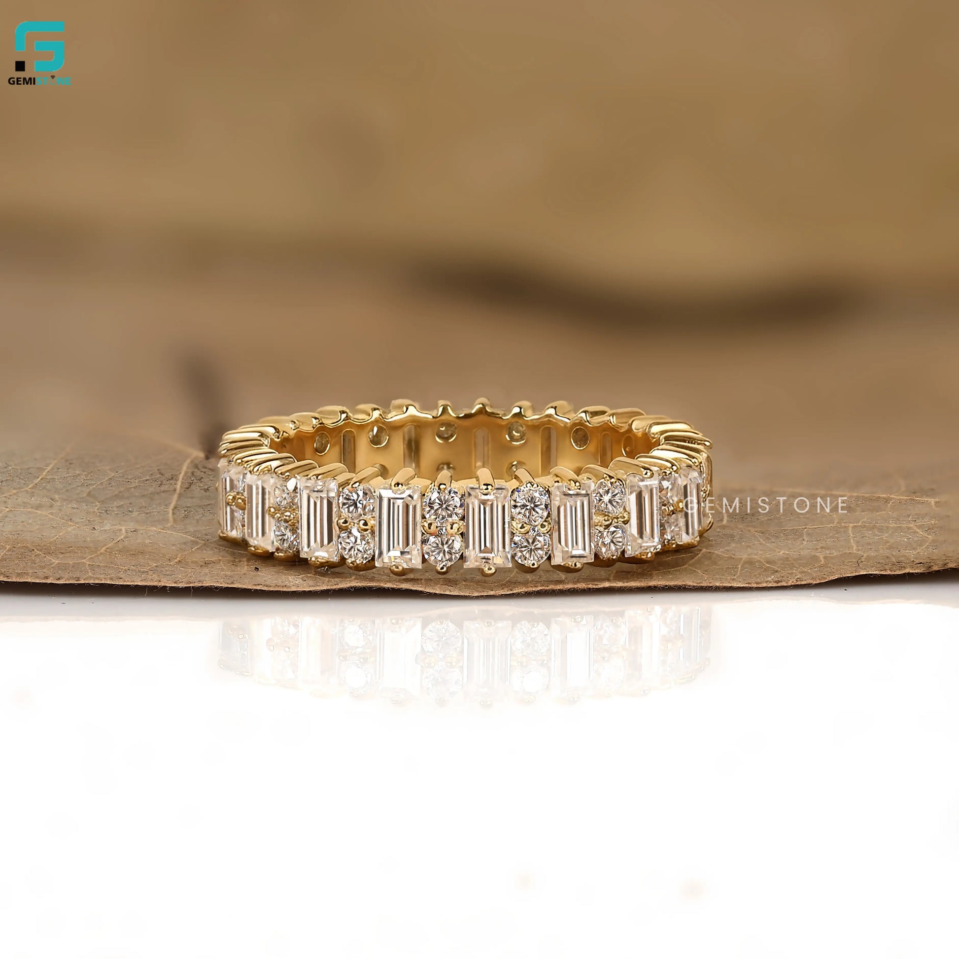 1.5CT Baguette and Round Lab Diamond Wedding Band For Women