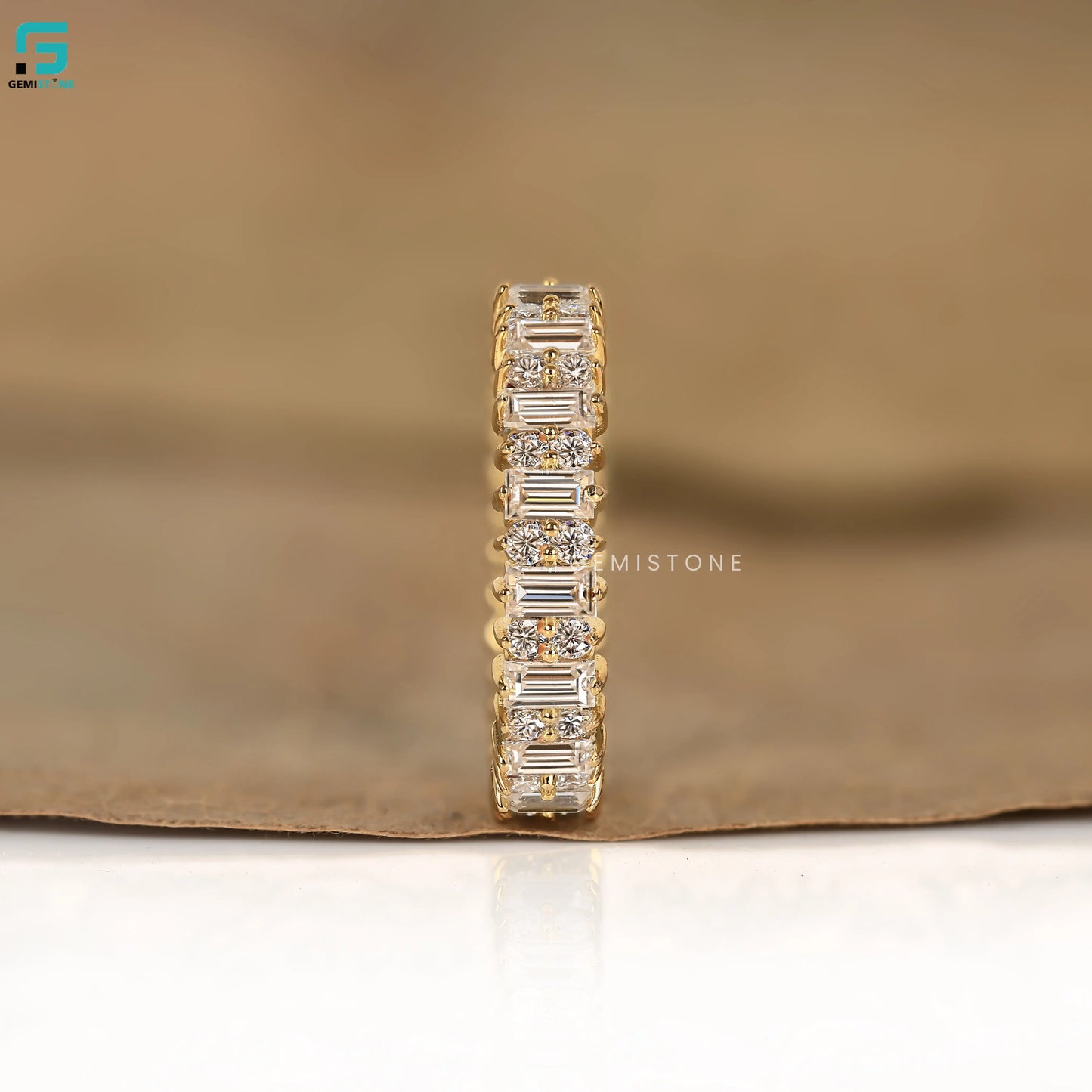 1.5CT Baguette and Round Lab Grown Diamond Wedding Band For Women