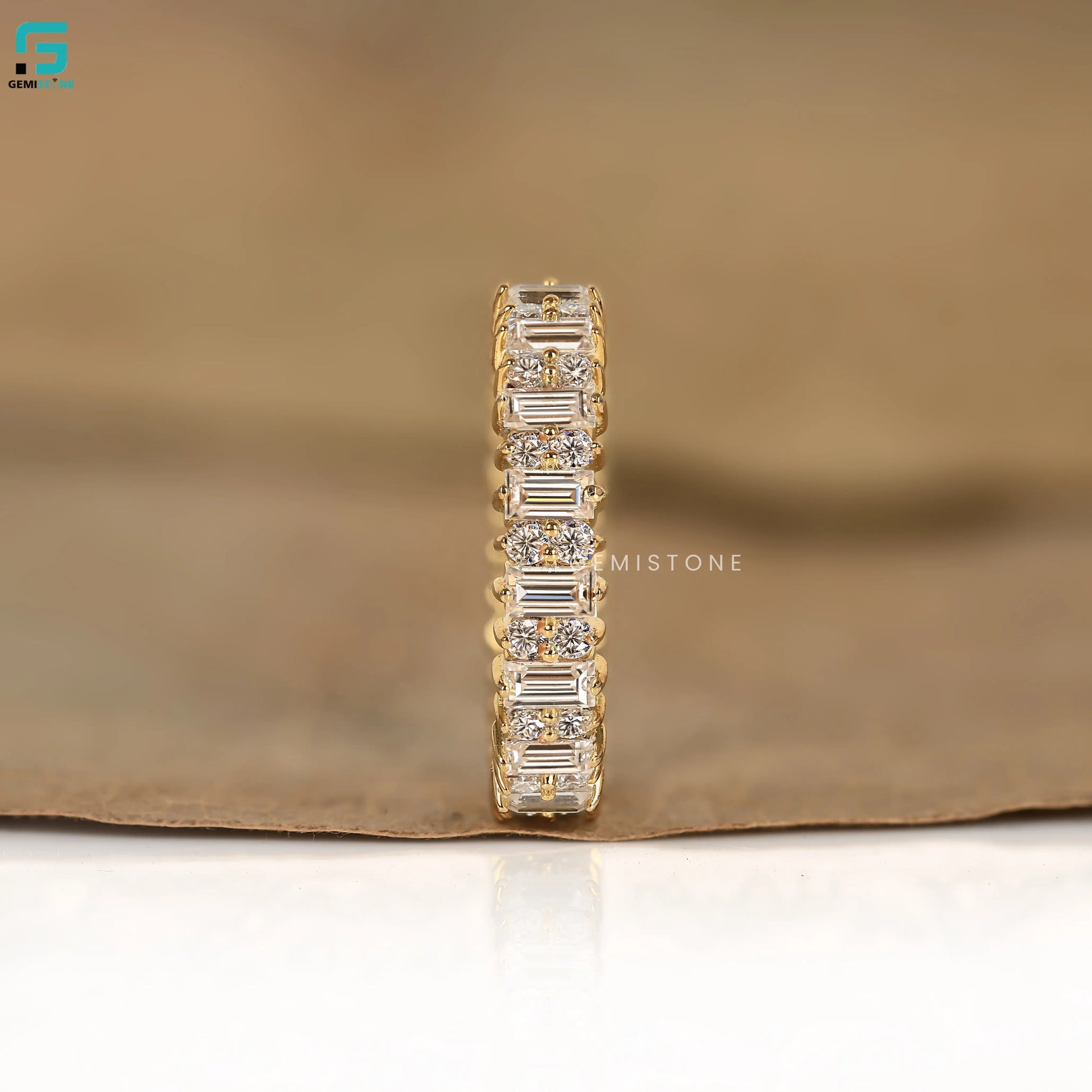1.5CT Baguette and Round Lab Grown Diamond Wedding Band For Women