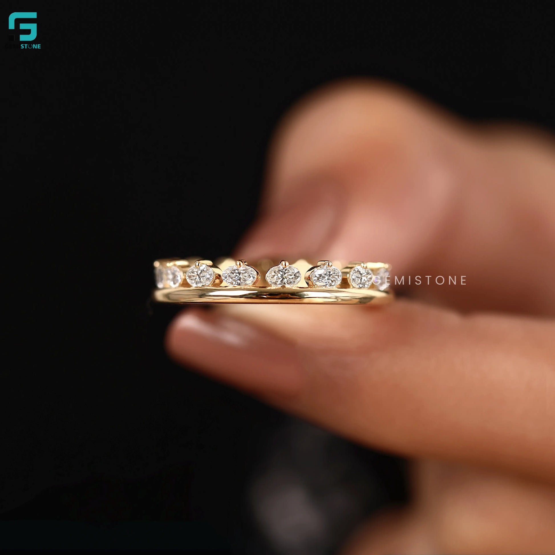 1.7CT Oval Lab Diamond East West Full Eternity Wedding Band For Women