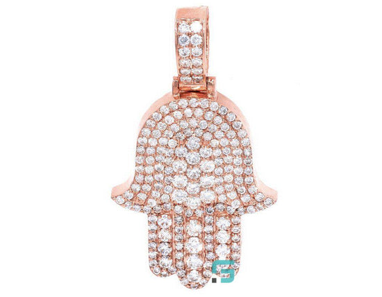3D Hamsa Moissanite Diamond Pendant 2" Charm